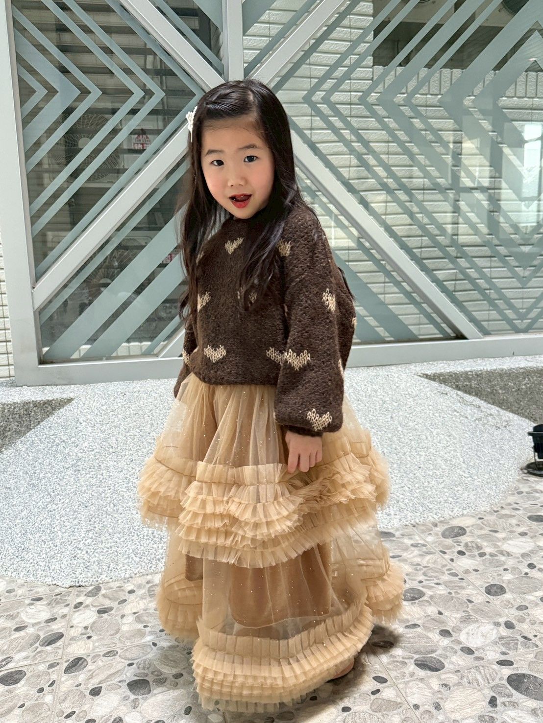 燈籠袖愛心毛衣