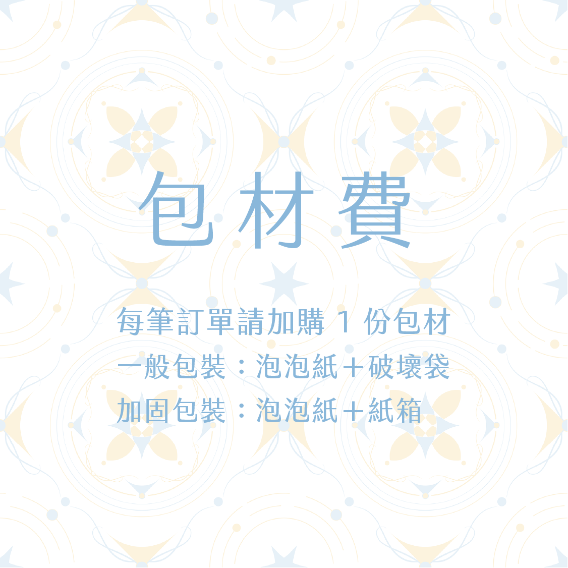 包材費（每筆訂單皆需加購）