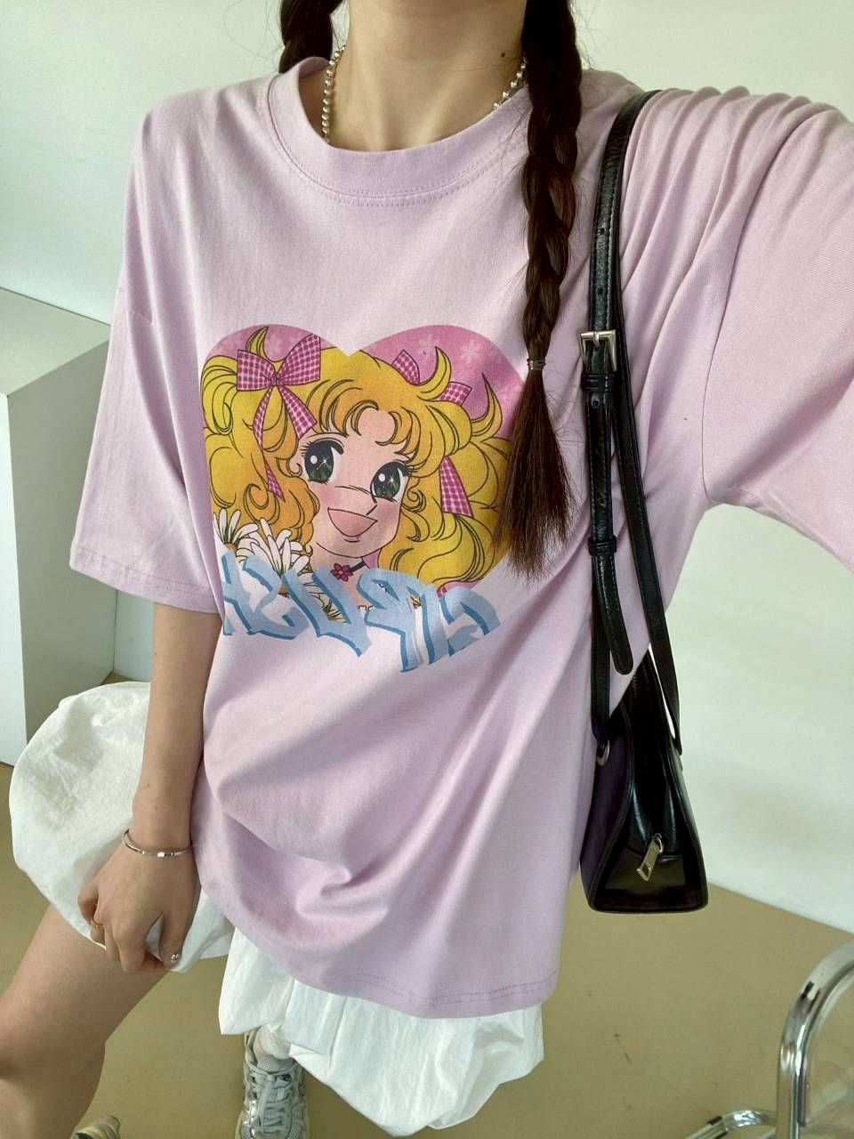 【正韓‧CatherineSelect】韓國東大門代購 復古漫畫女孩印花寬鬆短袖上衣