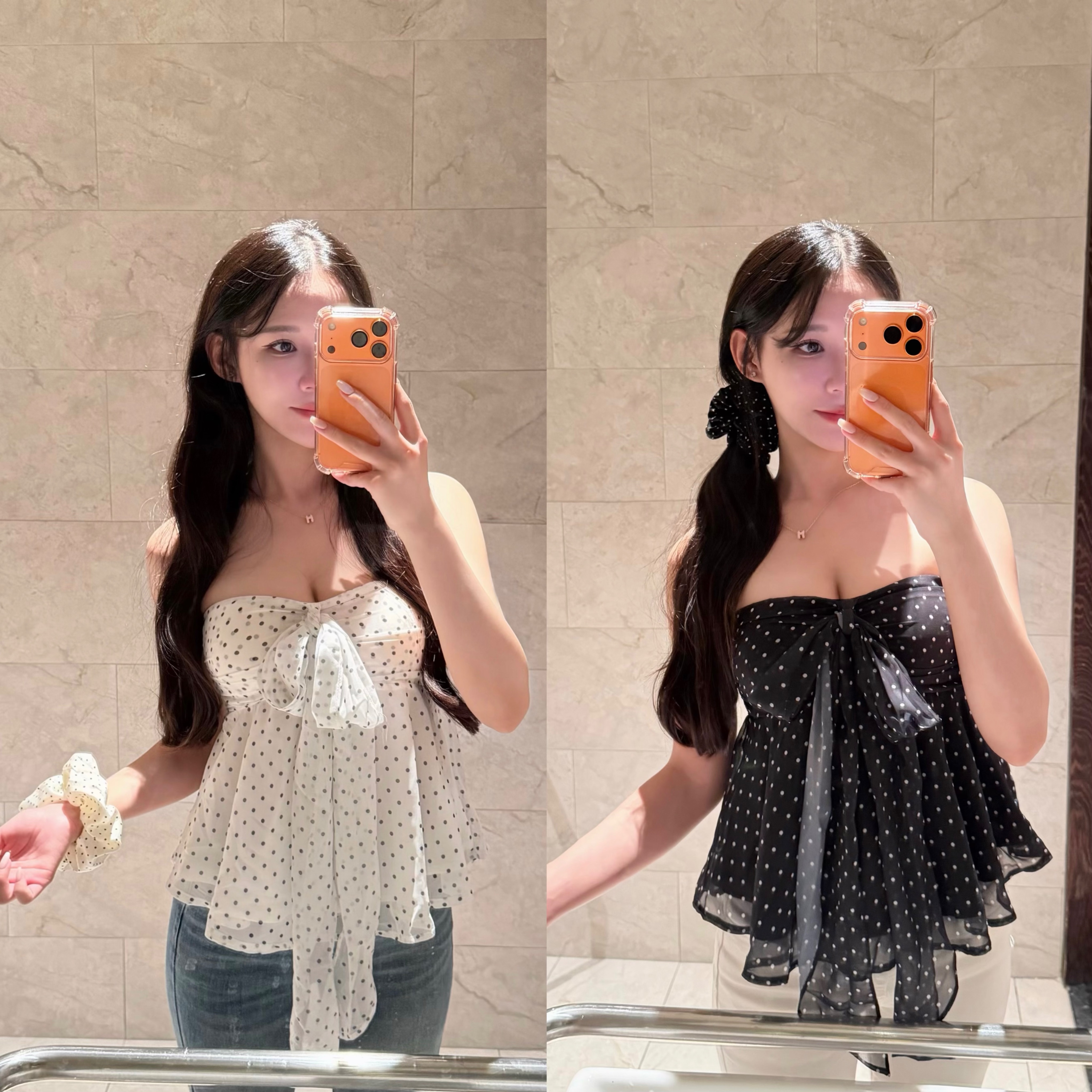 預購*甜美波點美胸上衣 黑/白 超級百搭