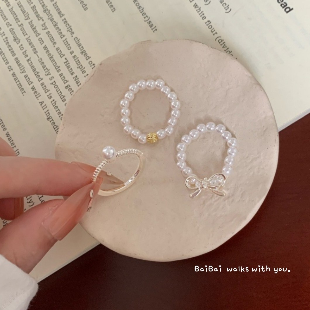 三重柔光珍珠戒組 | Triple Pearl Glow Ring Set