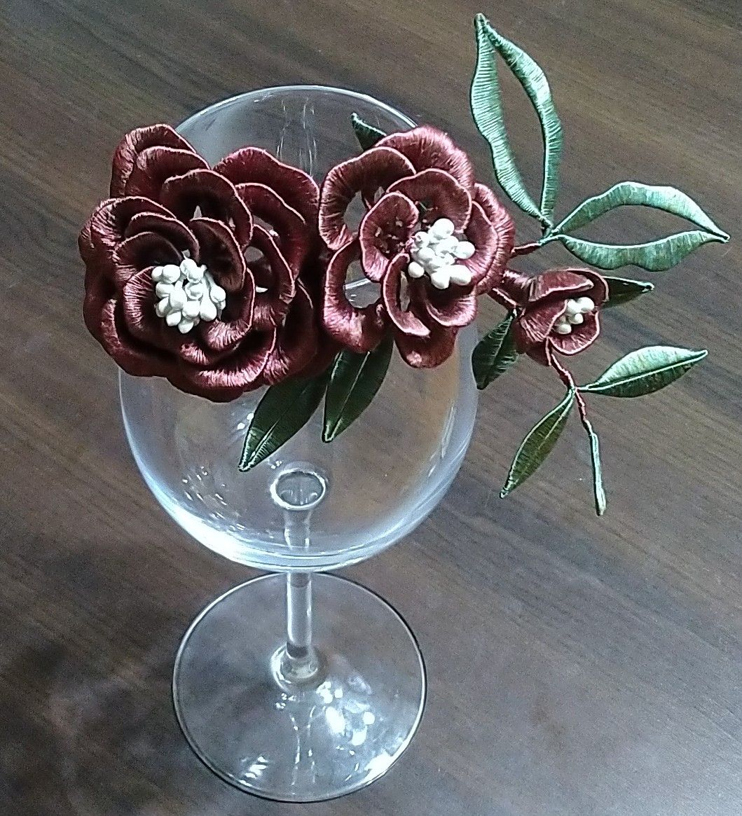 【材料包成品】鄰家小琴幻彩絲線古典玫瑰髮梳