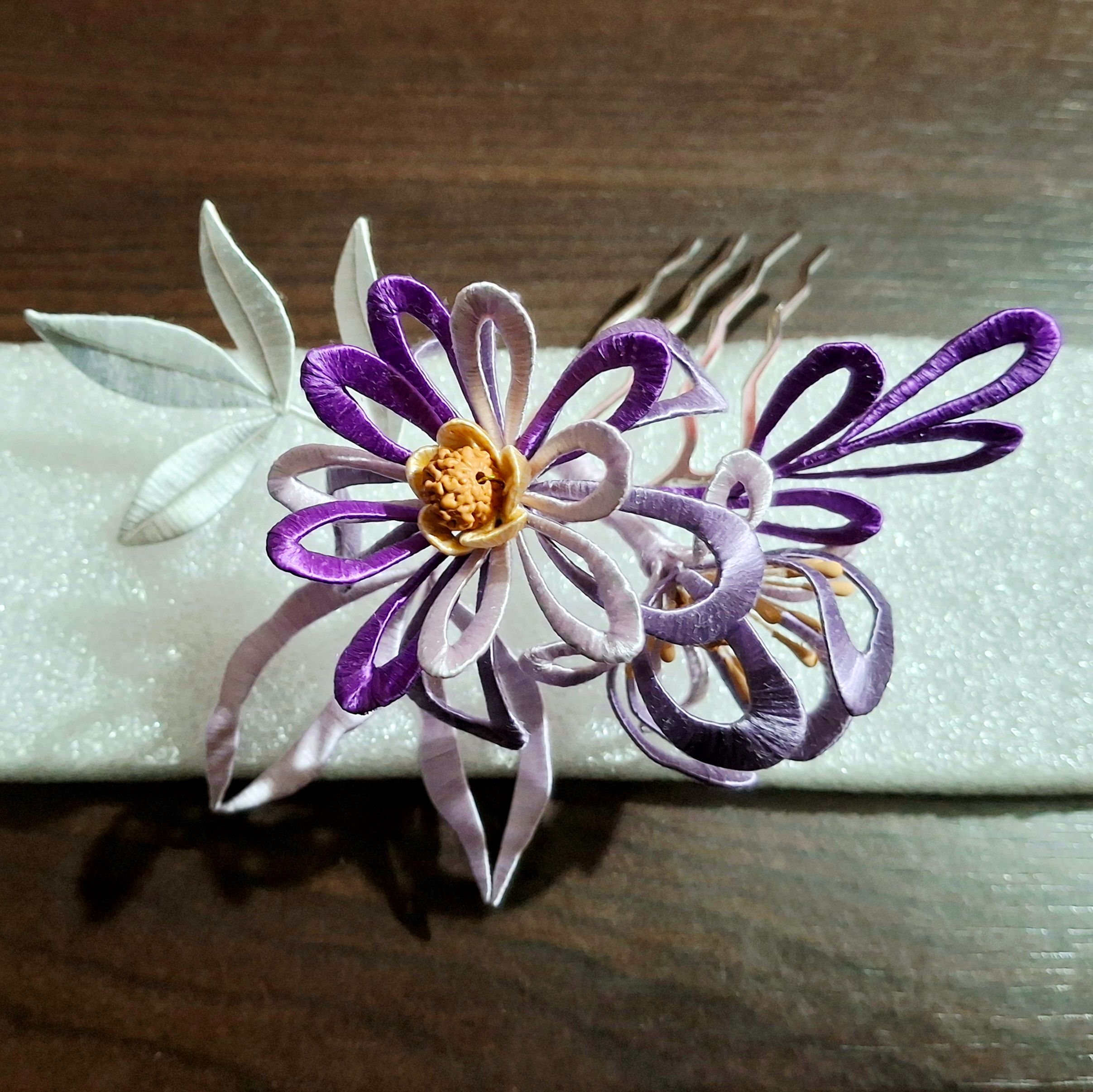 【原創纏花】怒放．四齒髮梳後壓