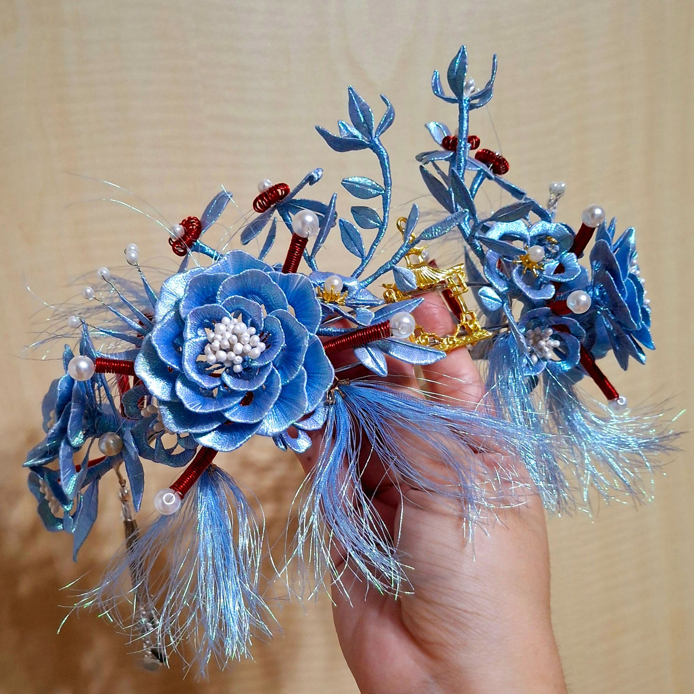 【纏花紙模成品】雲深見仙亭．幻彩露草色妖姬花冠