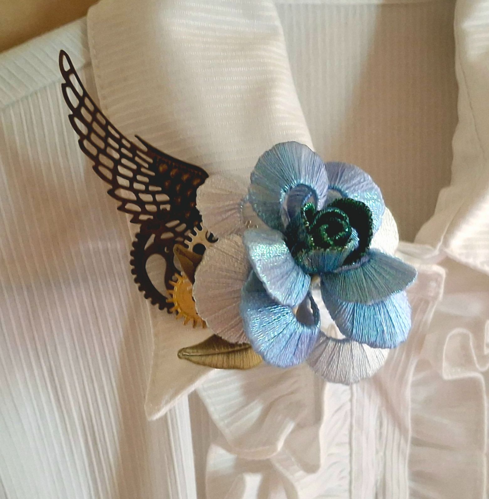 【原創纏花】沙龍博弈．幻彩巴洛克玫瑰齒輪別針