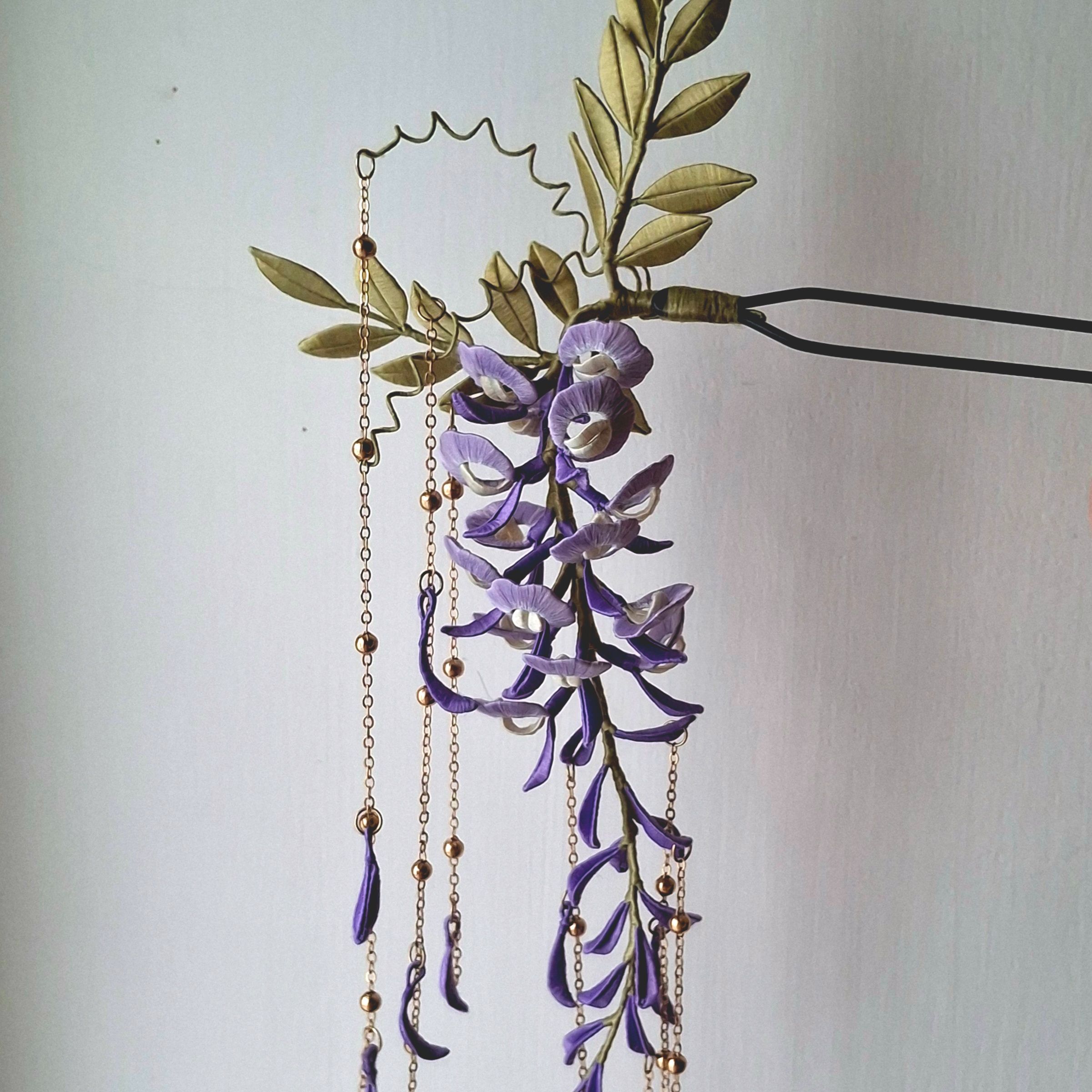 【材料包成品】鄰家小琴紫藤花古風髮釵（花型及花色調整）