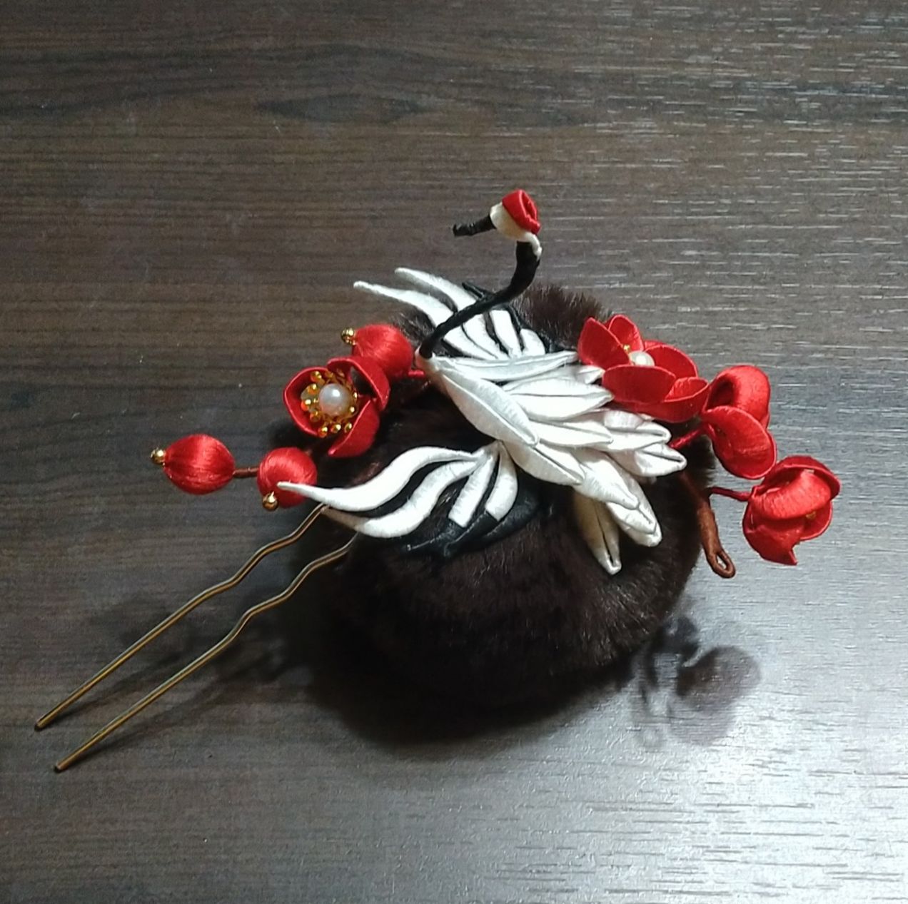 【材料包成品】鄰家小琴仙鶴賞梅古風髮釵（代售）（喙型及羽色調整）