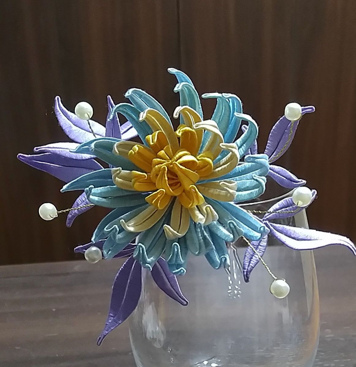 【材料包成品】鄰家小琴洛神菊大頭髮釵（代售）