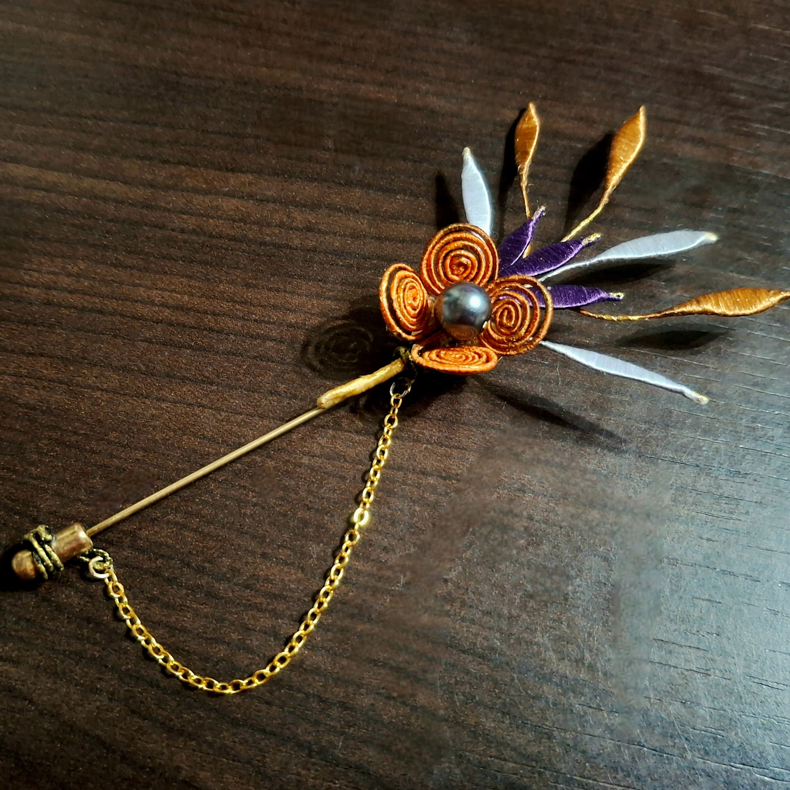 【原創纏花】夜風．一字別針