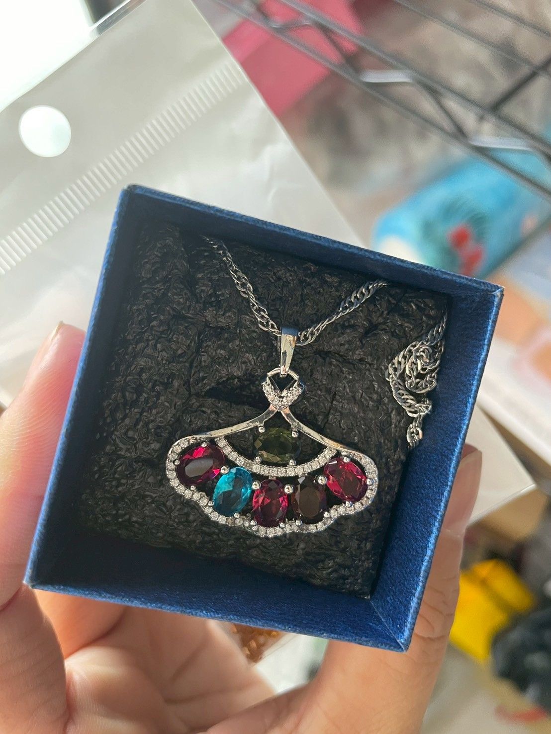 （現貨）寶石純銀項鍊組 附收納盒