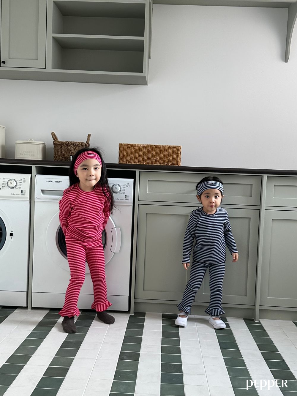 正韓童裝 條紋合身拆售套裝＋髮帶 商品預購需等候