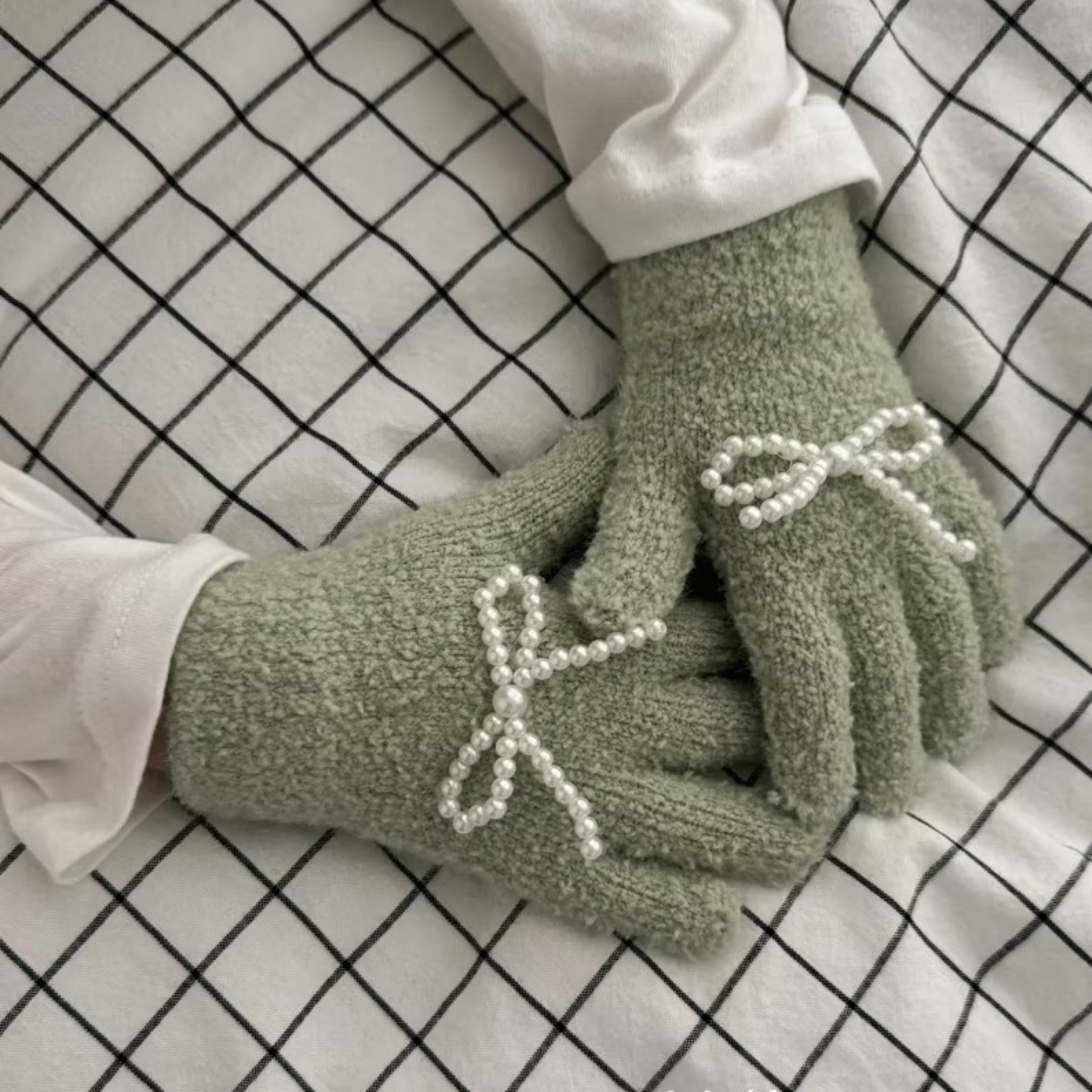 正韓女童珍珠蝴蝶結手套 台灣現貨