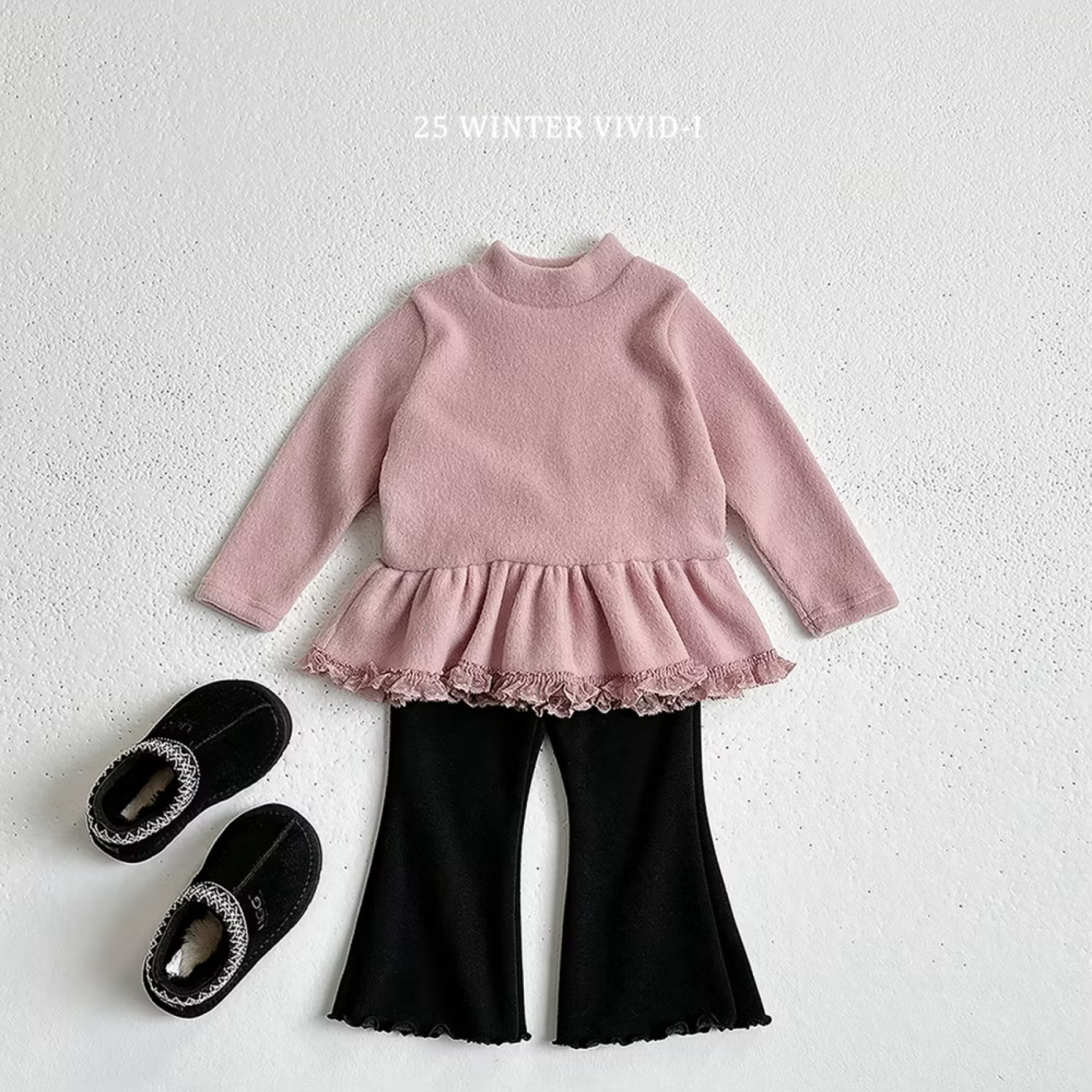 正韓女童下擺蕾絲長袖 台灣現貨 粉100