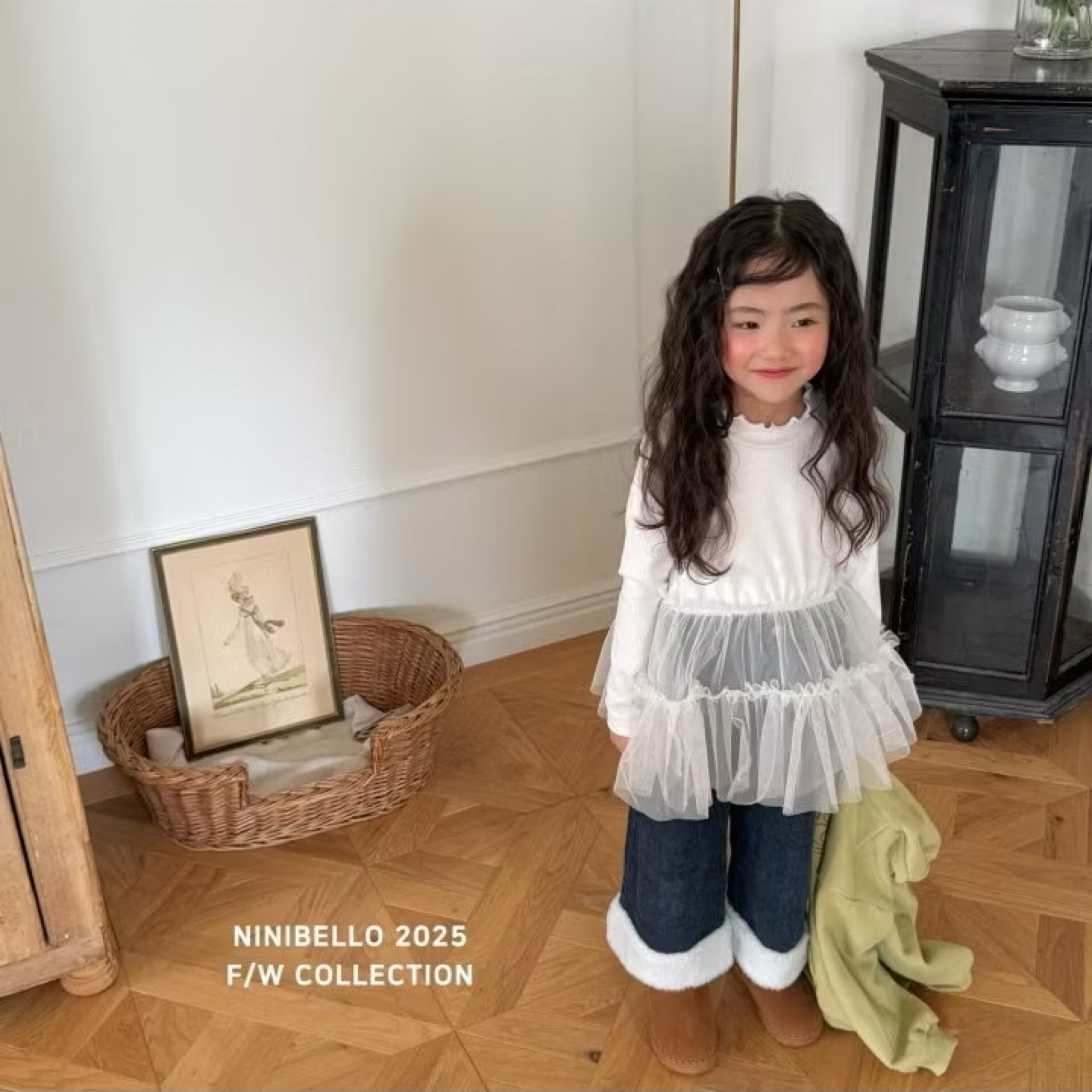 正韓女童下擺拼接紗長袖 台灣現貨