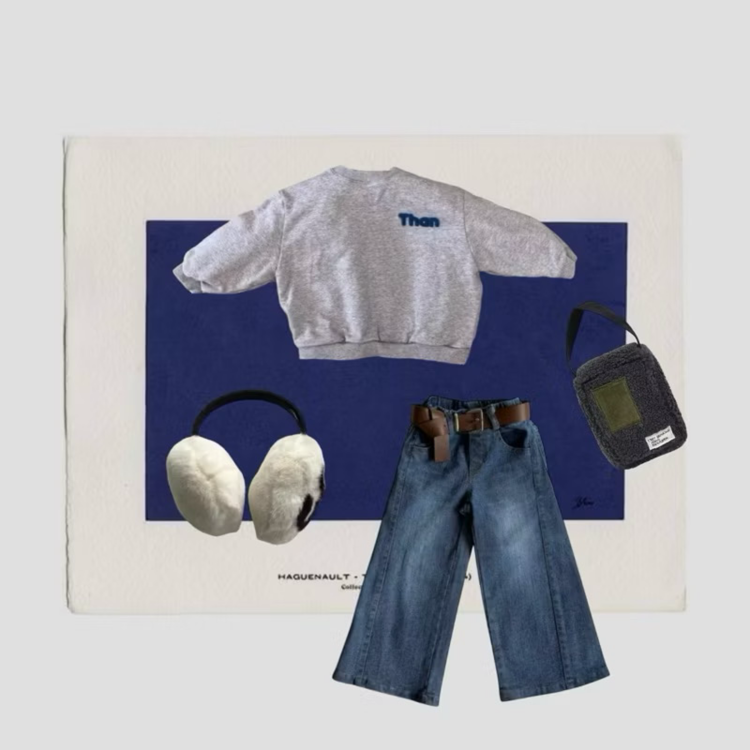 正韓童裝立體字母簡約大學服 台灣現貨 不分男女 灰100