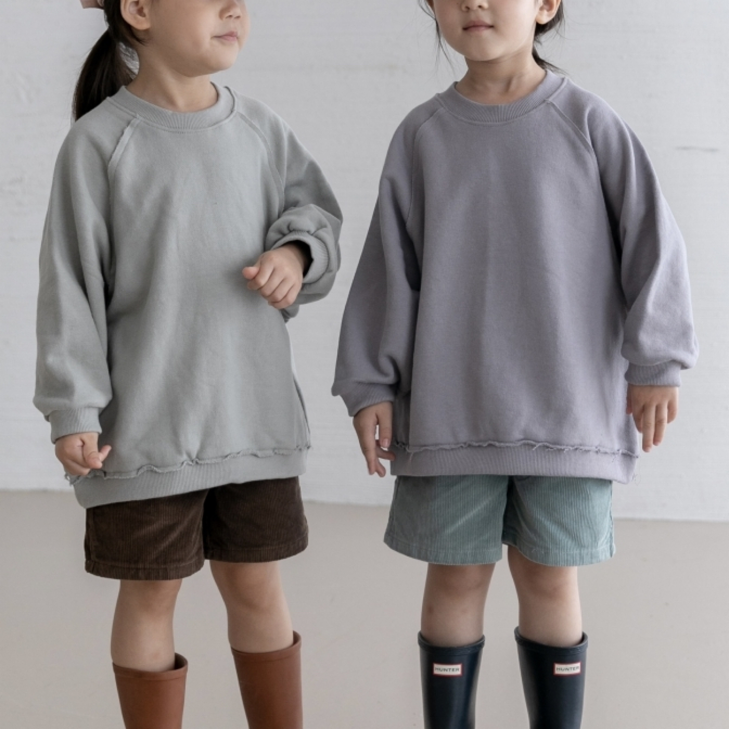 正韓童裝不修邊大學服 灰115-125 台灣現貨