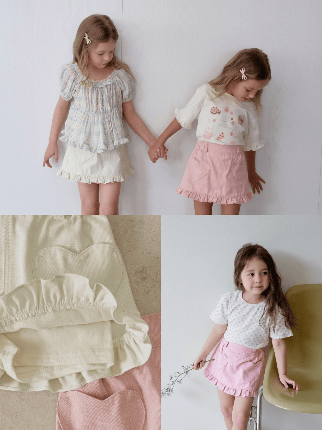 女童愛心短裙內建安全褲｜預購90~130｜正韓童裝 MOMO ANN