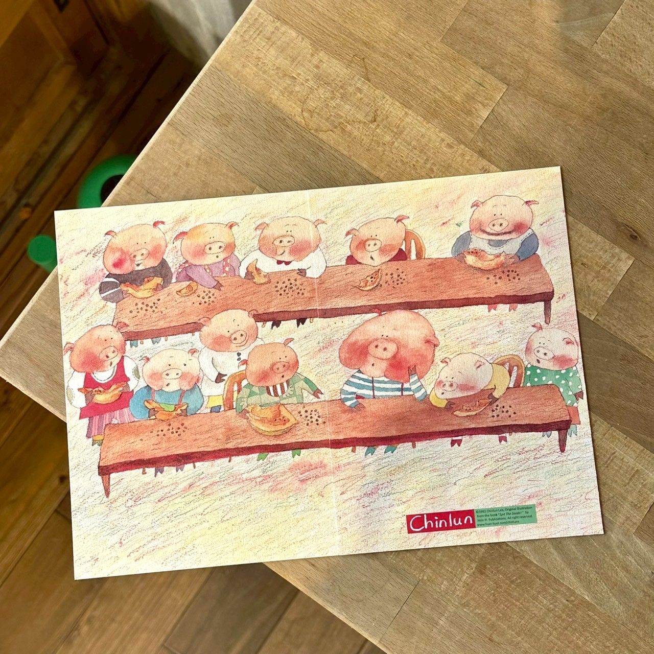 封面組胖臉兒吃木瓜明信片