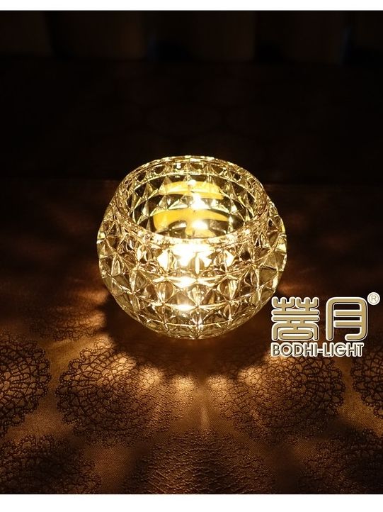 菩月【日光】水晶玻璃酥油燈座燭臺、供佛、供燈燭台、佛教用品