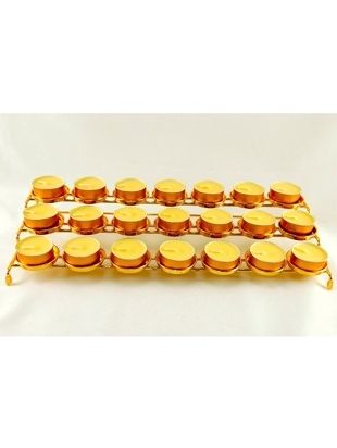 金黃色 三層21盞步步高升酥油燈座、金屬燈架、供燈、供佛、有殼酥油燈專用、佛教道教用品、蠟燭台