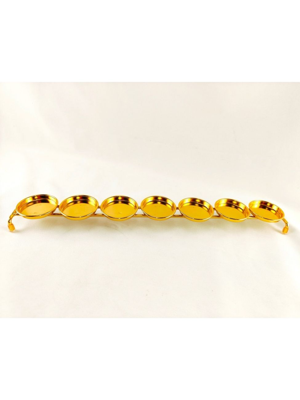 金黃色 單排七盞金屬燈架 （可放至8H燈殼）  酥油燈座、供燈、供佛、有殼酥油燈專用、佛教用品