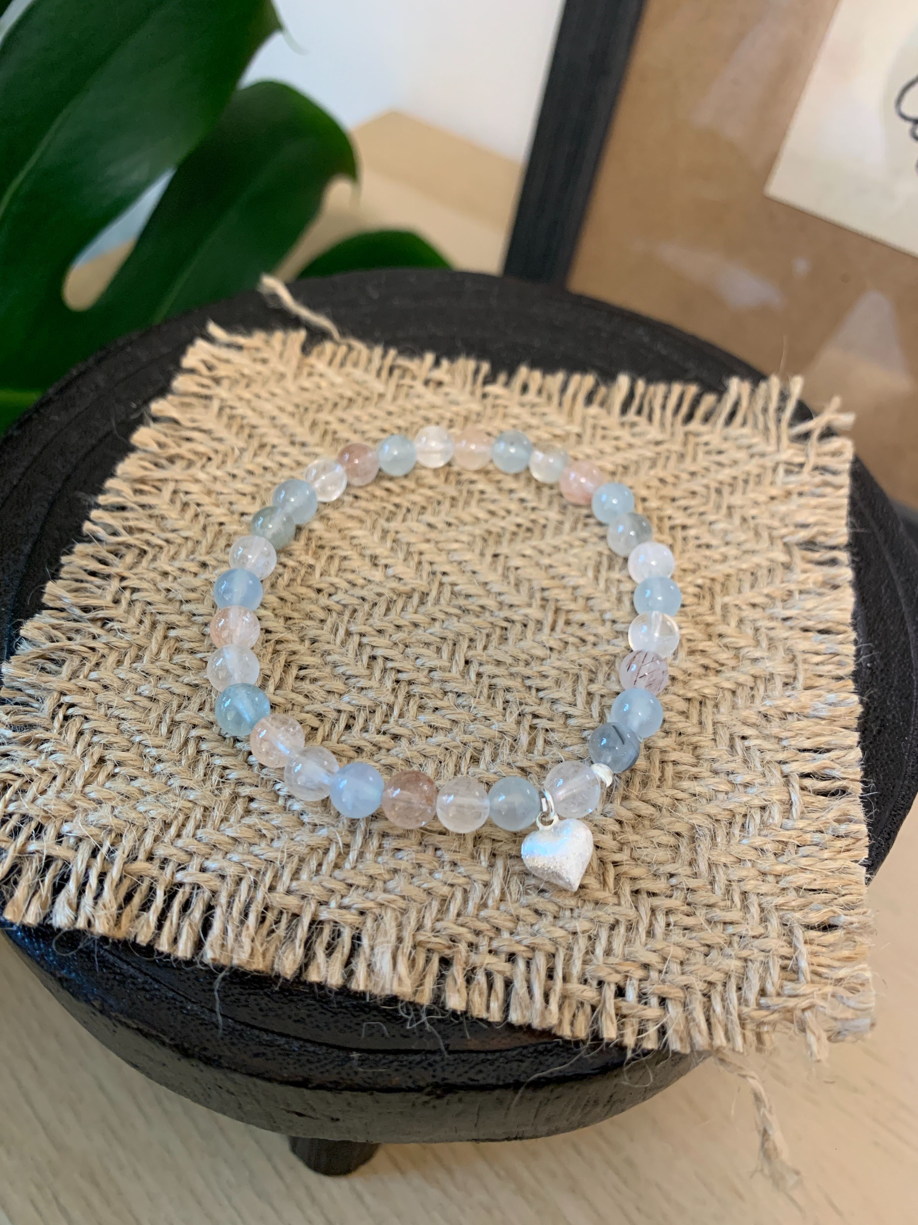 6mm 海藍寶+磨砂愛心