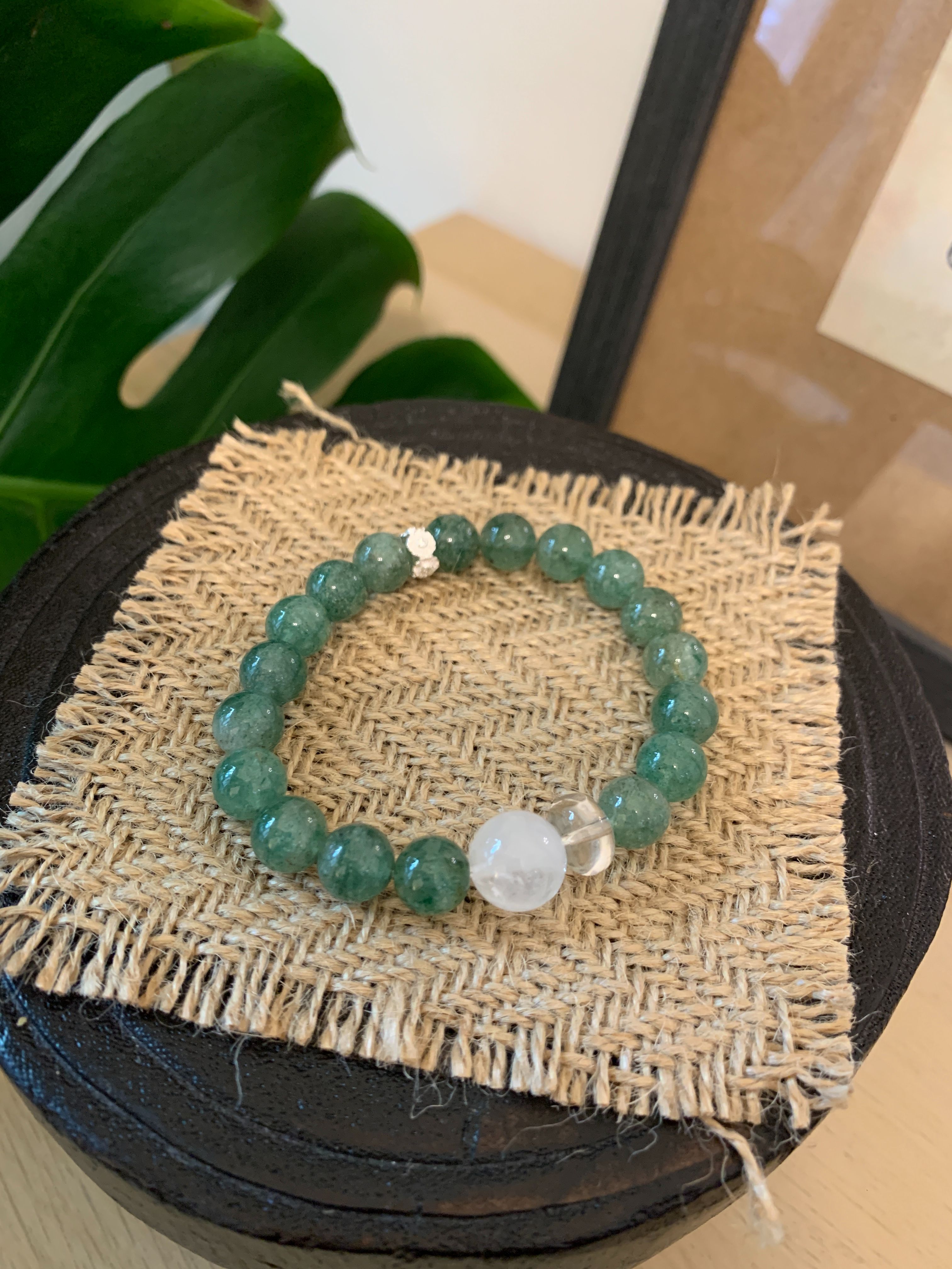 綠草莓+白幽靈+白水晶+雛菊花環