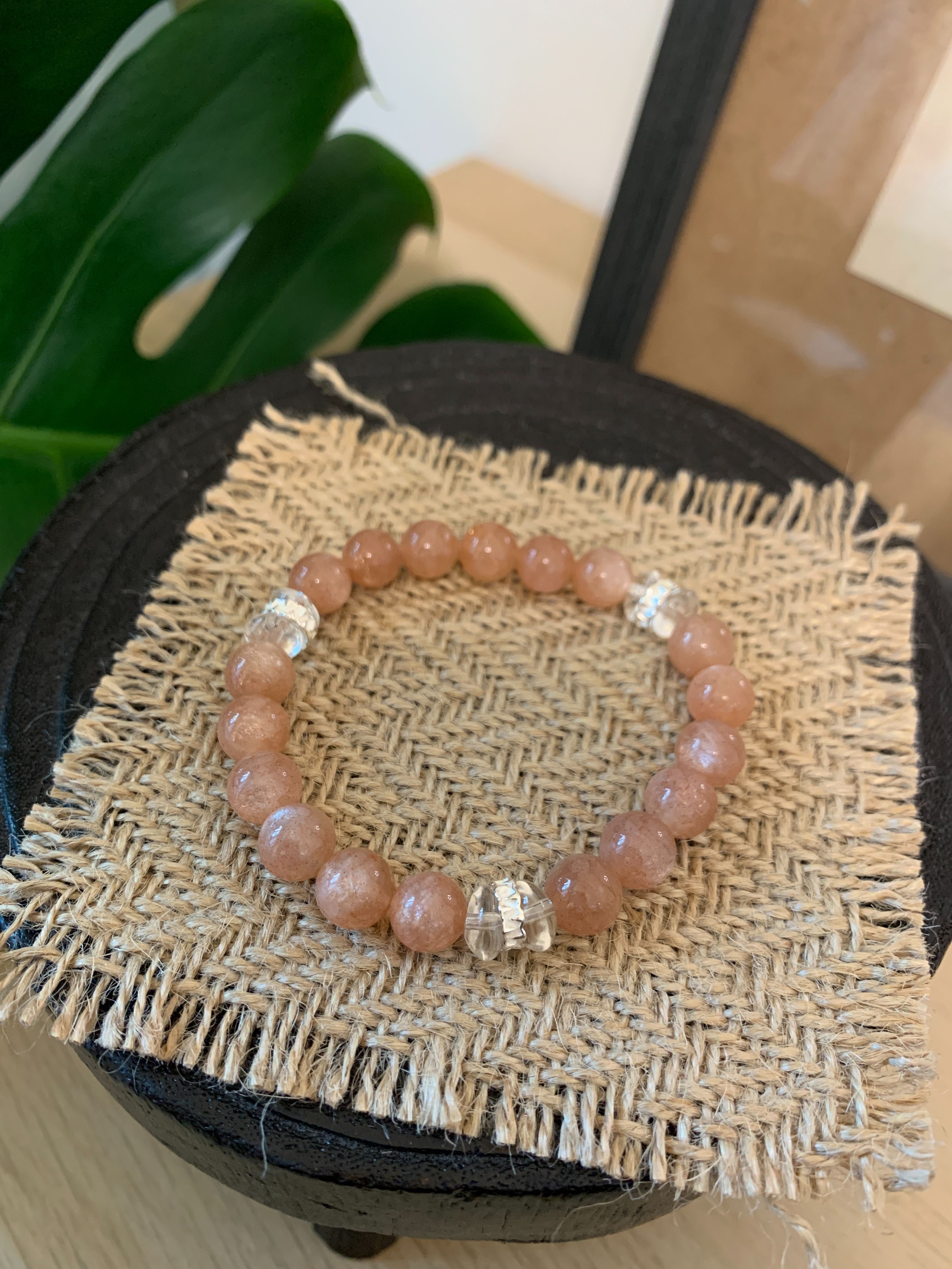 金沙橙月光+白水晶+925鑽環