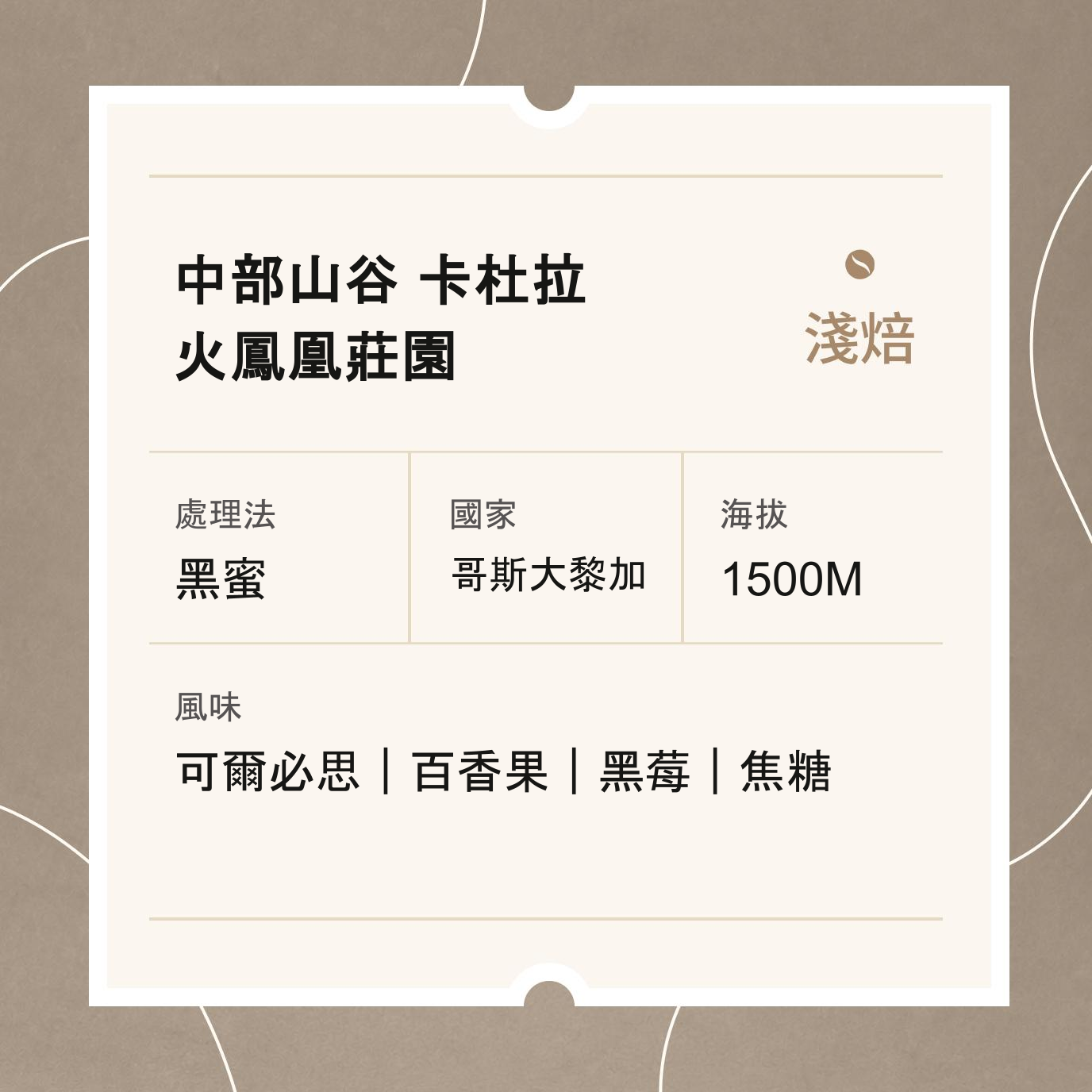 哥斯大黎加 中部山谷 火鳳凰莊園 卡杜拉 黑蜜