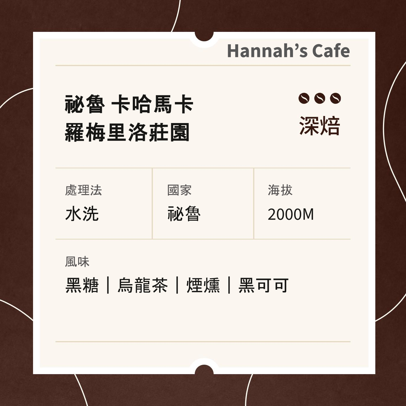 祕魯 卡哈馬卡 羅梅里洛莊園 水洗 黃卡杜拉