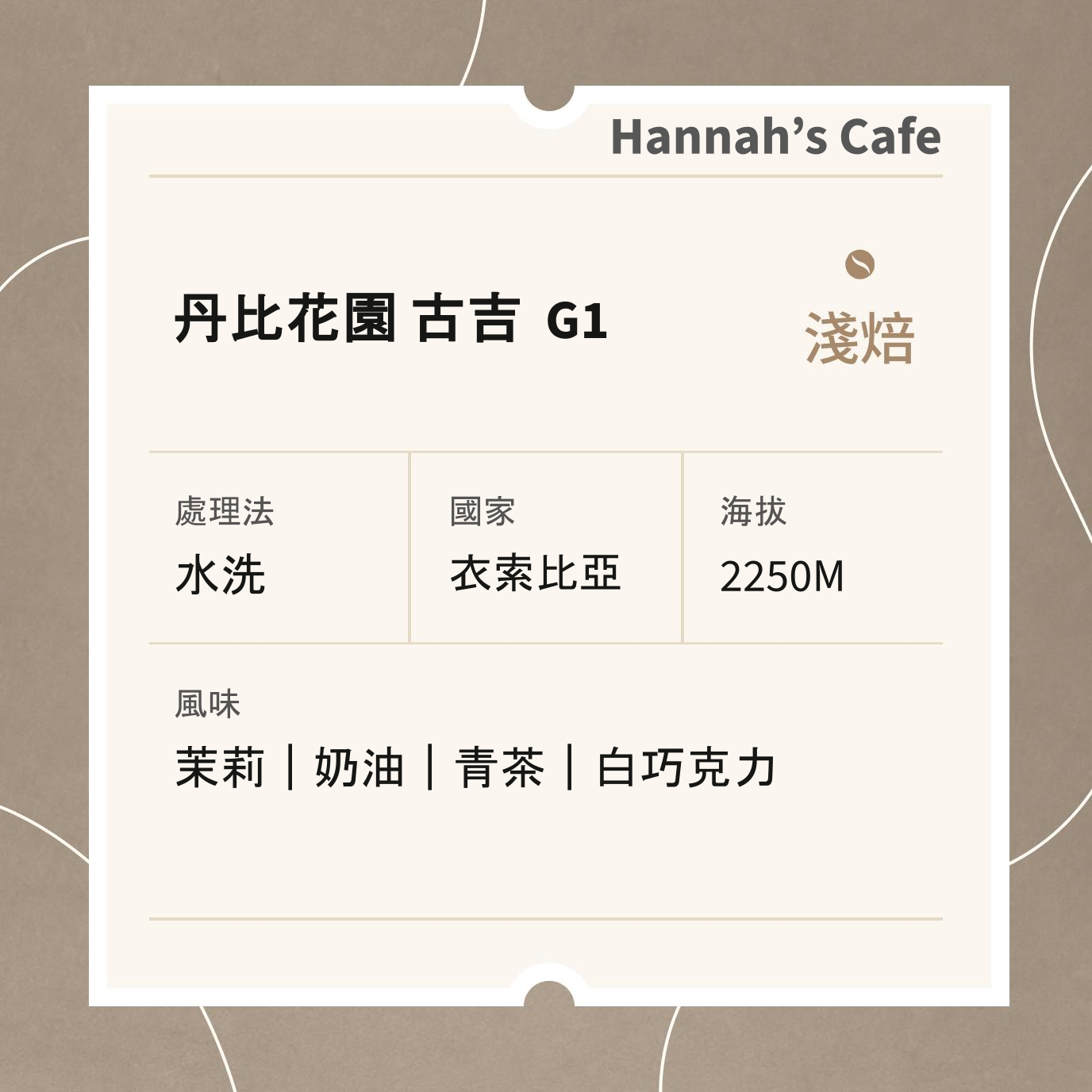衣索比亞 丹比花園 古吉 水洗 G1