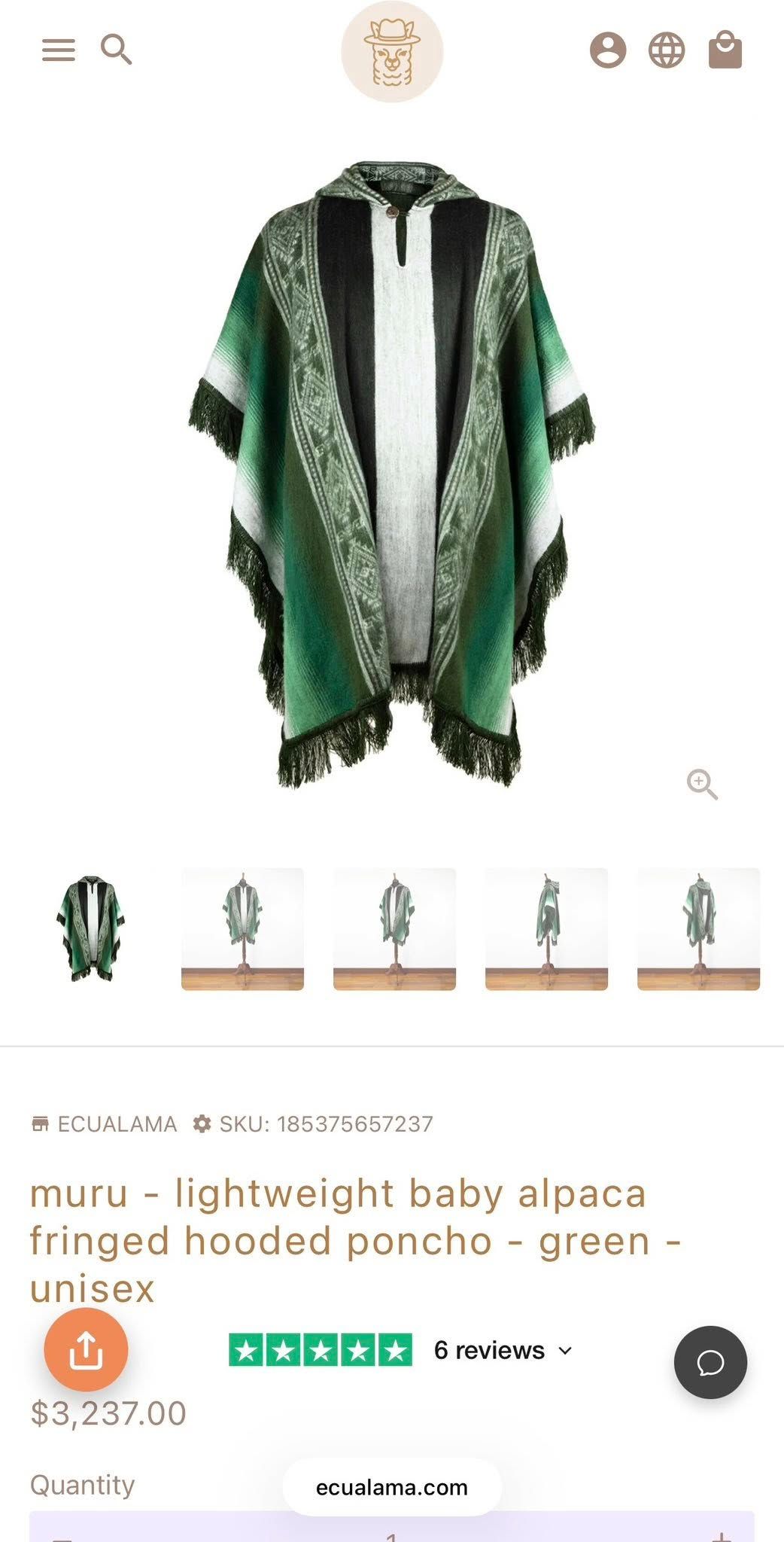 Muru - Lightweight Baby Alpaca Fringed Hooded Poncho - Green