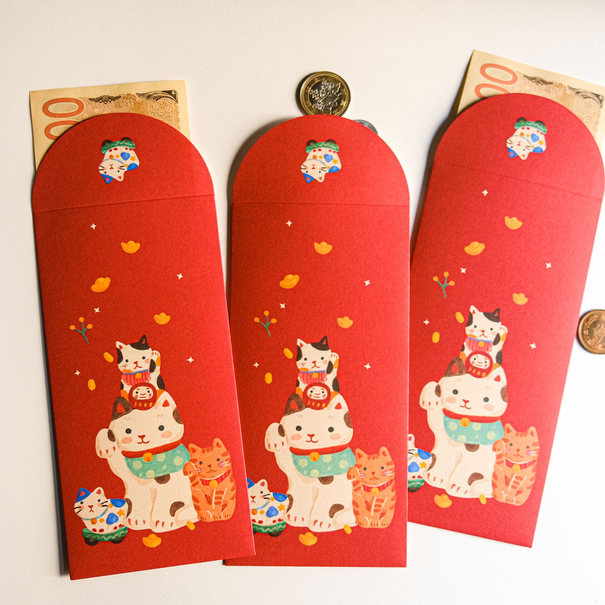 紅包袋 招財貓派對3入組
