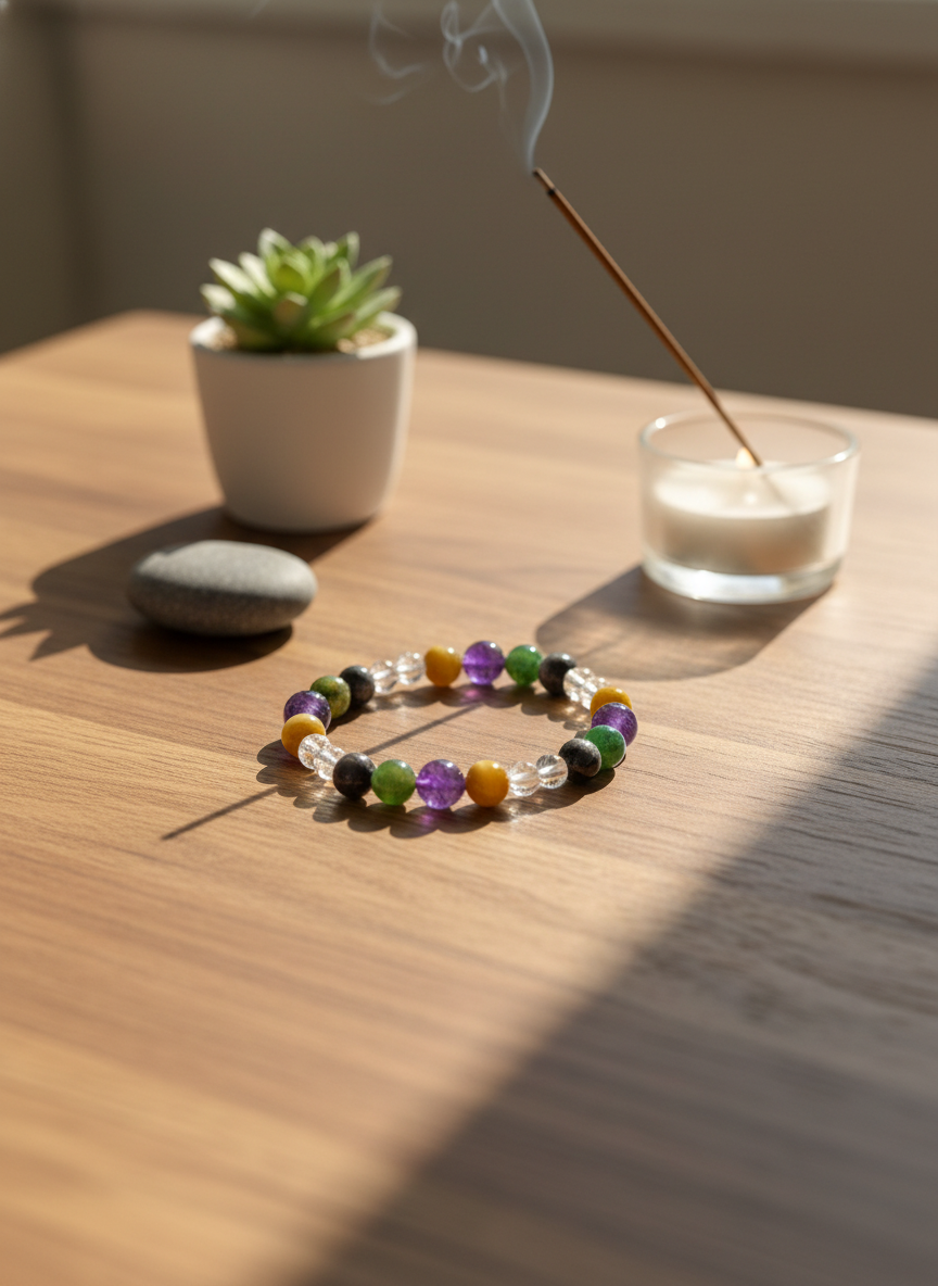 五行相生天然水晶能量平衡手串，讓好運成為你的日常氣場