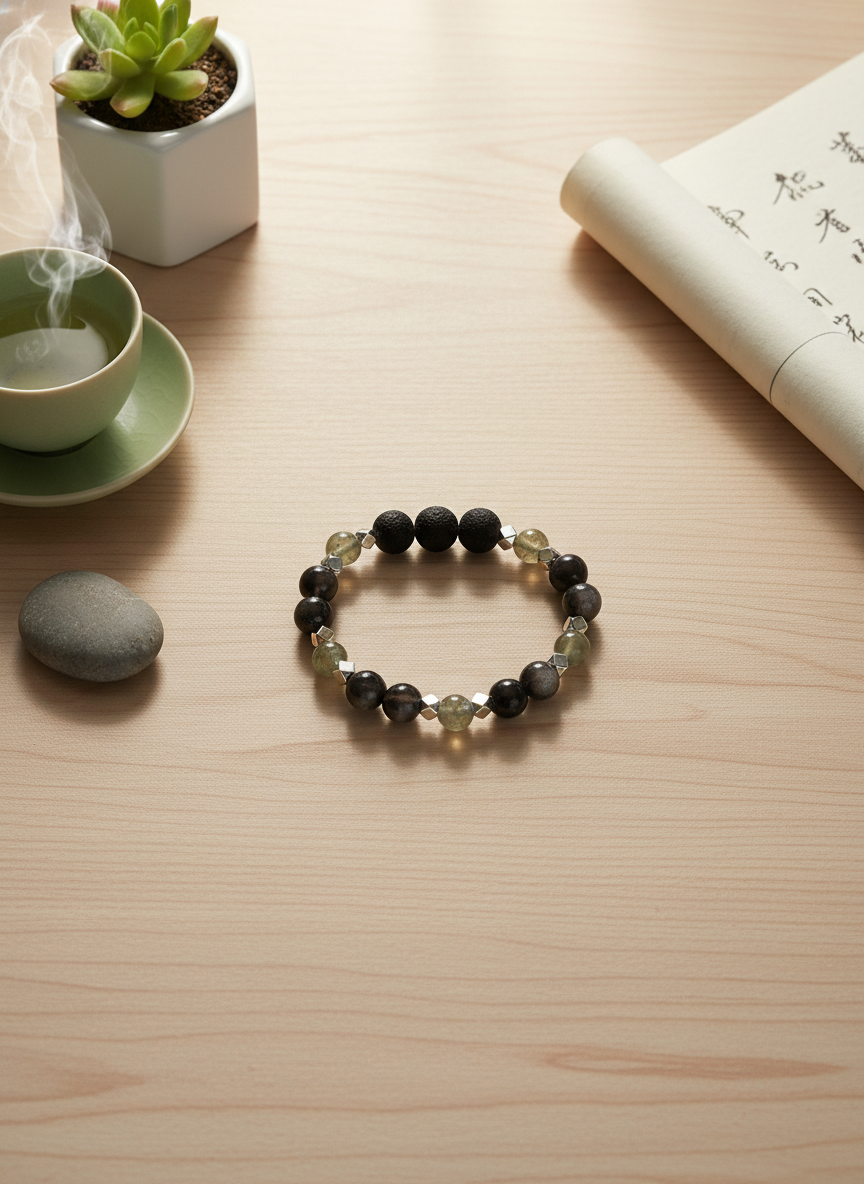 月影流光｜安定與守護 #能量手串 #心靈守護系列 #月光石手鍊 #捷克隕石 #黑貓眼石 #招財 #避邪 #手作飾品