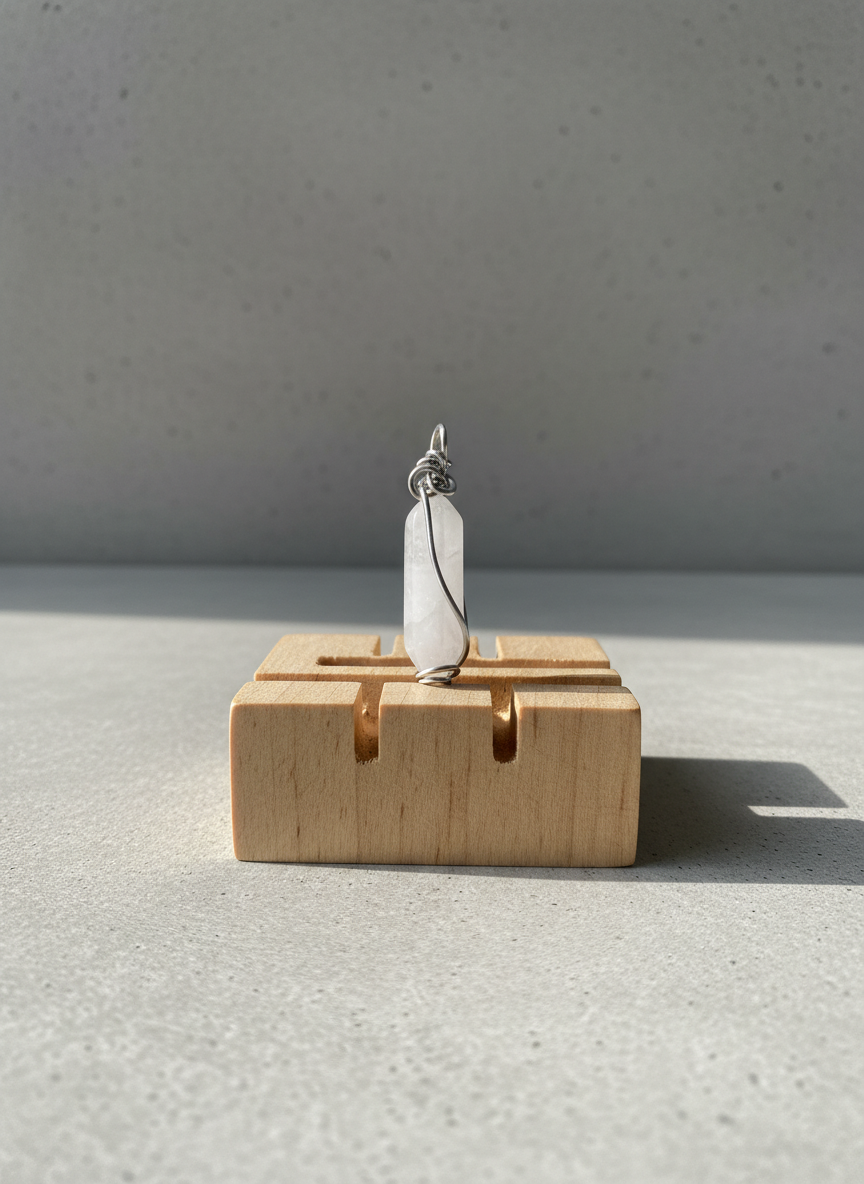 晨曦光芒｜極簡白水晶六角稜柱鋼線吊墜