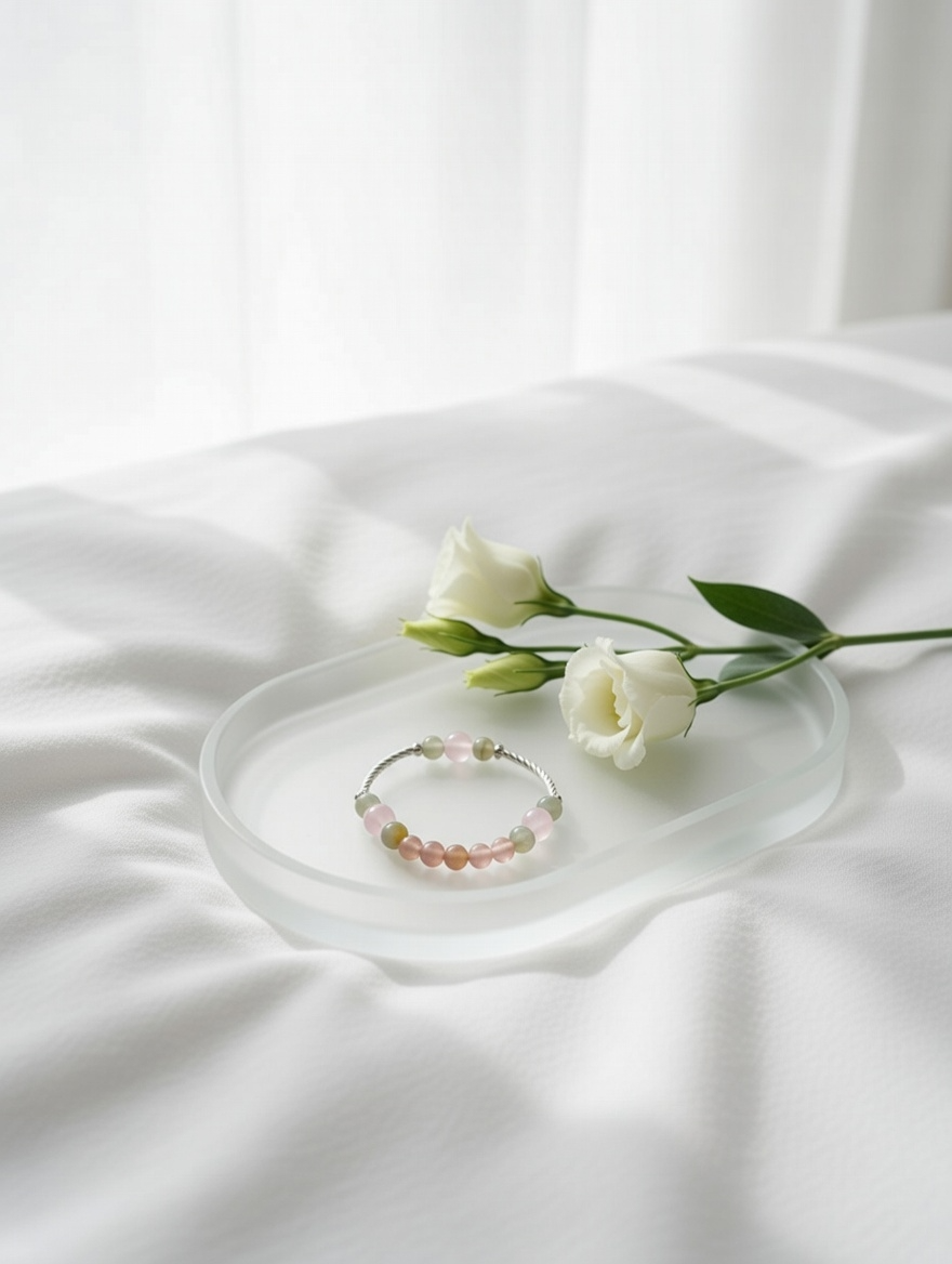 桃花柔光手鍊：正緣粉晶 x 舒壓月光石・溫柔質感配件