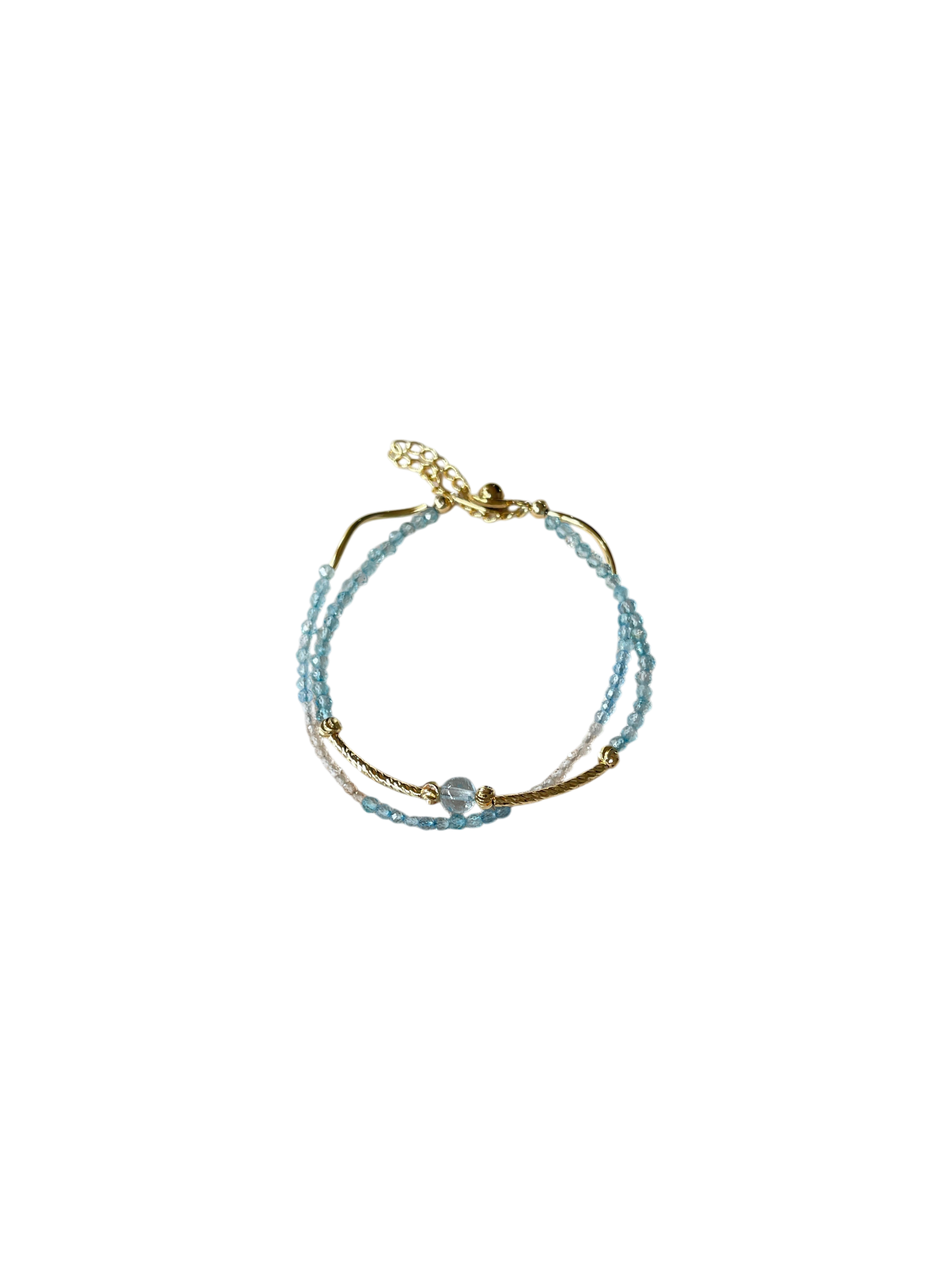 清晨之露｜天然藍托帕石極細手鍊｜14K金保色配件｜純淨透亮感，提升氣質與自信的靈魂飾品