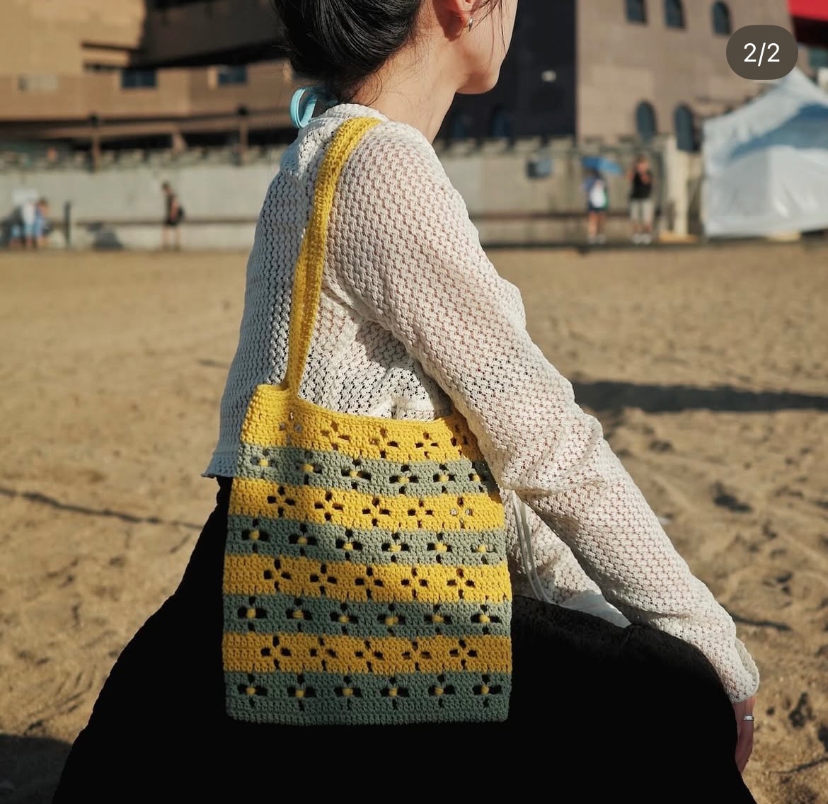 小花托特包 撞色豆豆版