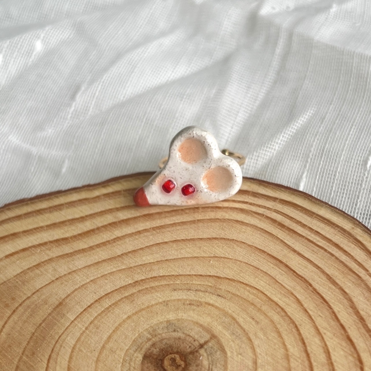 白色系鼠鼠手作戒指🤍