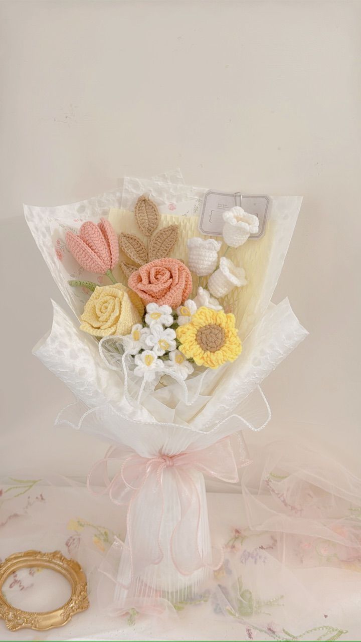 現貨 精品玫瑰 勿忘我 迷你向日葵鈴蘭 葉子 鬱金香花束