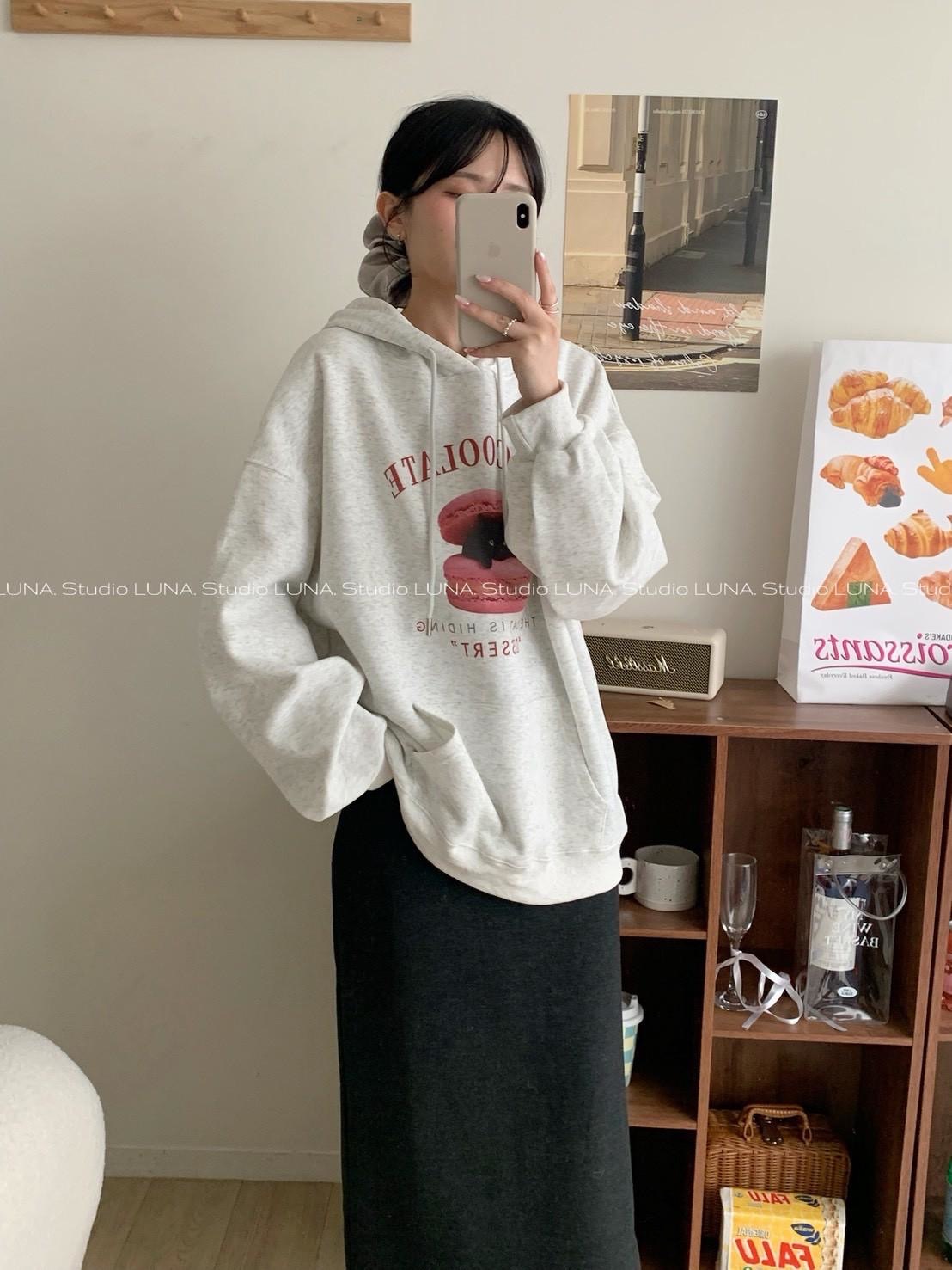 🛒馬卡龍小貓寬鬆帽T