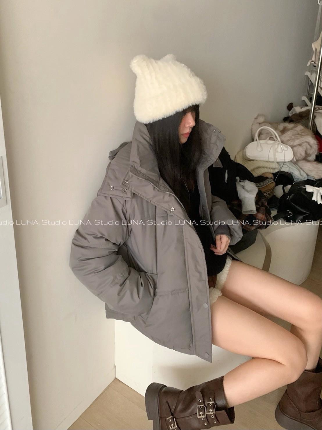 🛒連帽拉鍊排釦鋪棉外套
