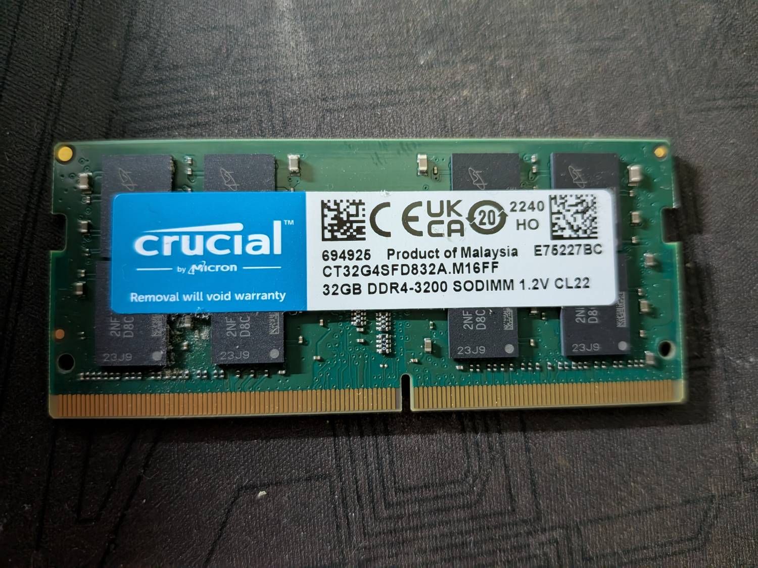 美光 DDR4-3200 32GB 筆電用記憶體