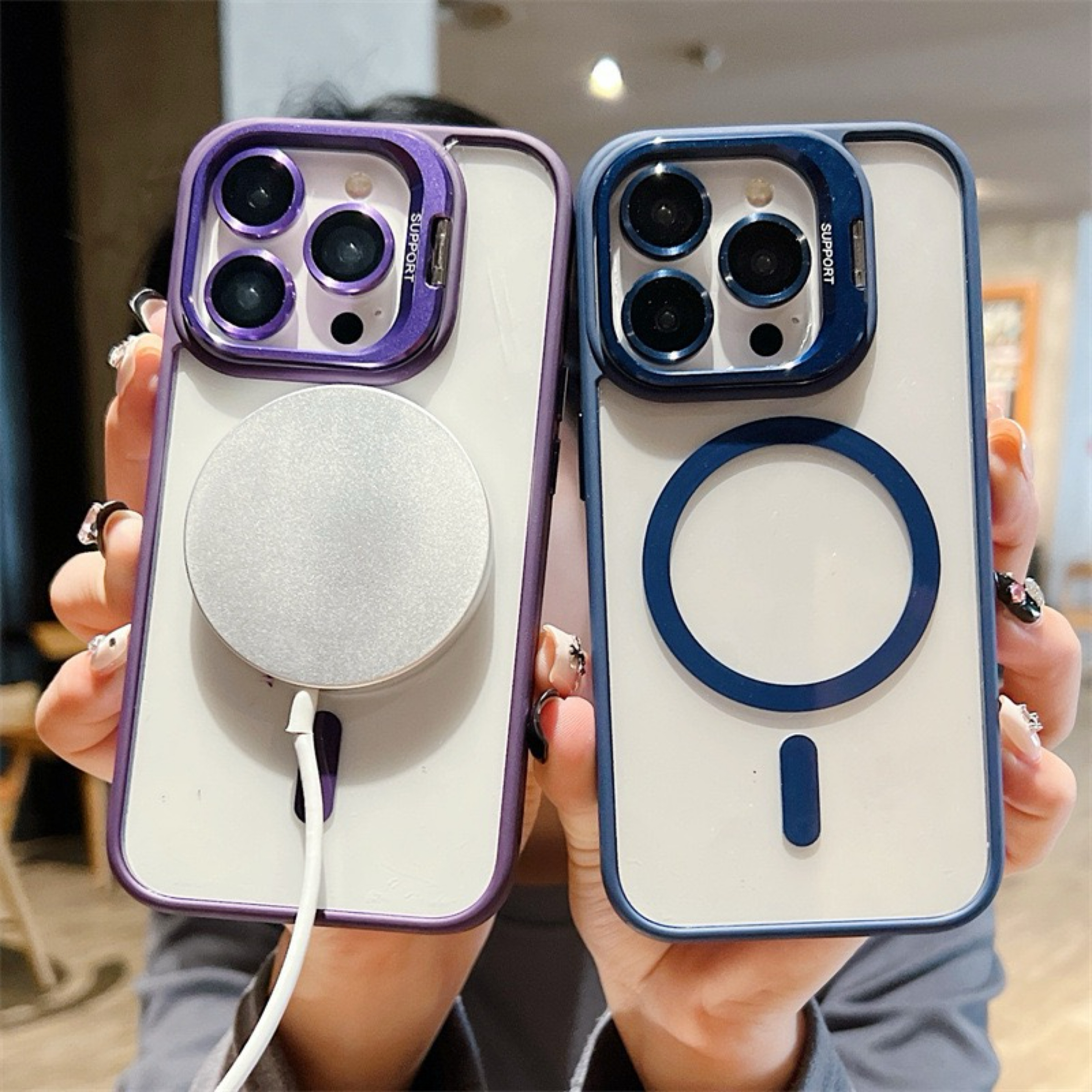 蘋果高透磁吸鏡頭支架手機殼