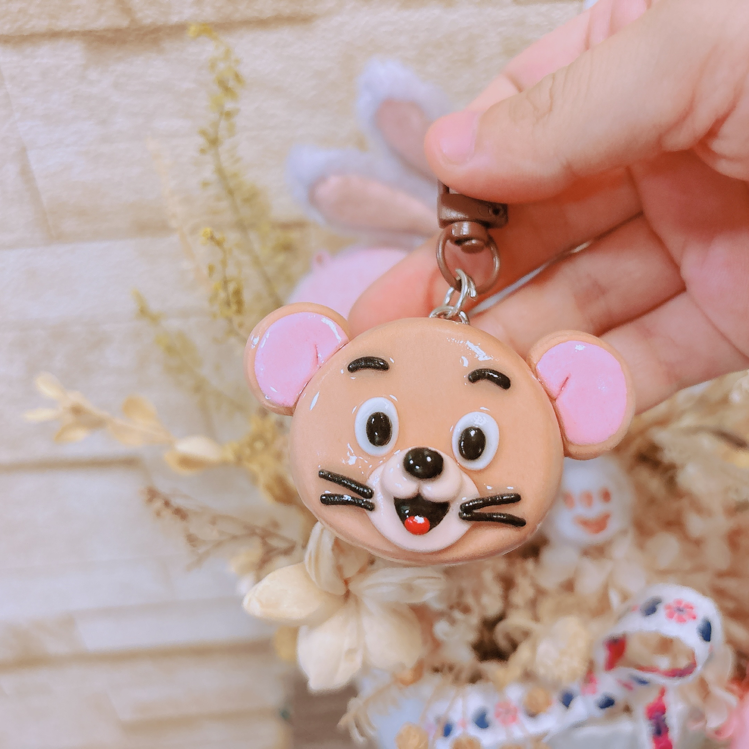 手作黏土「傑利鼠」馬卡龍吊飾♡