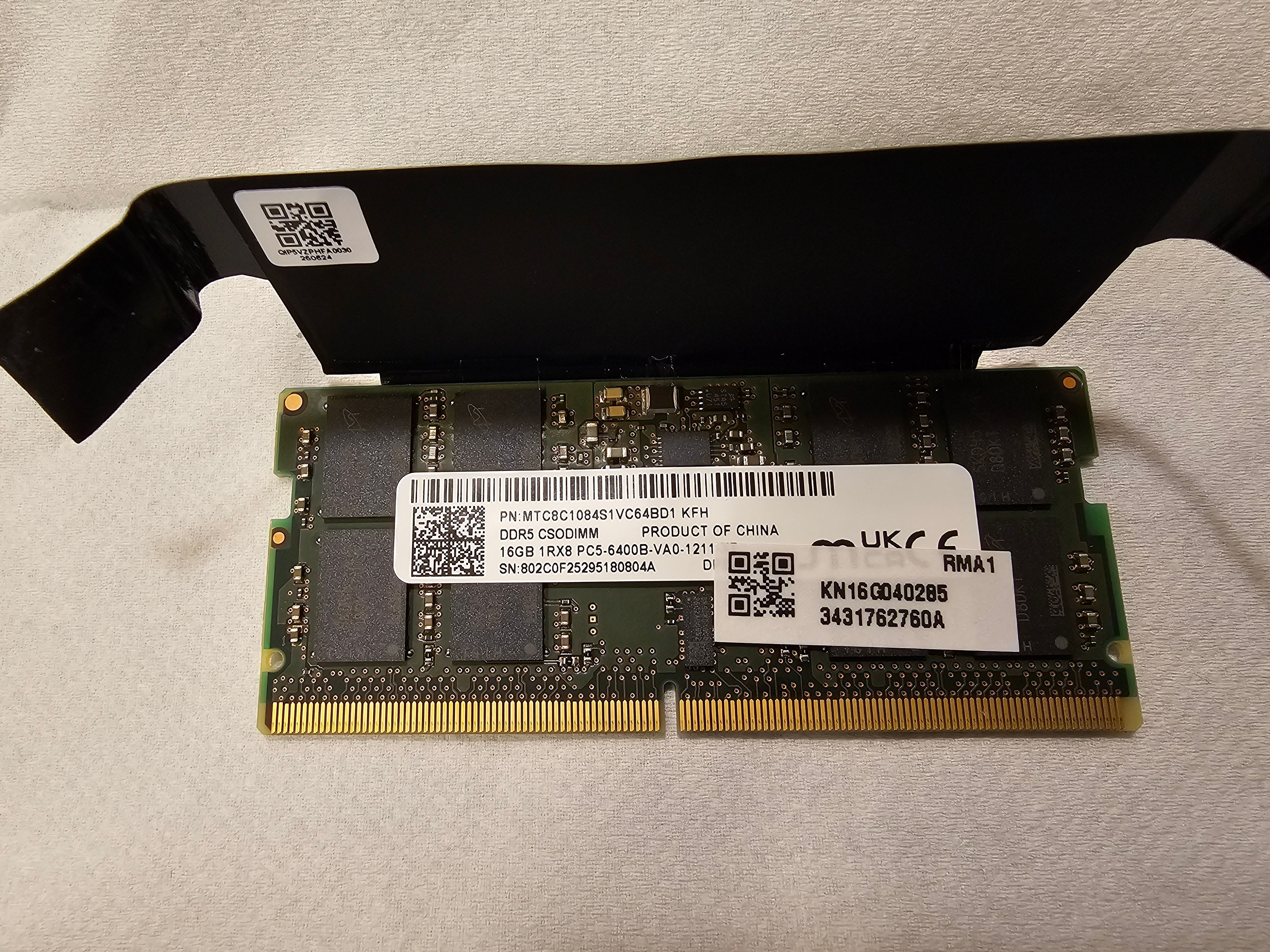 Micron 筆電記憶體 DDR5 6400MT/s 16GB兩條 合計32GB （不拆售）