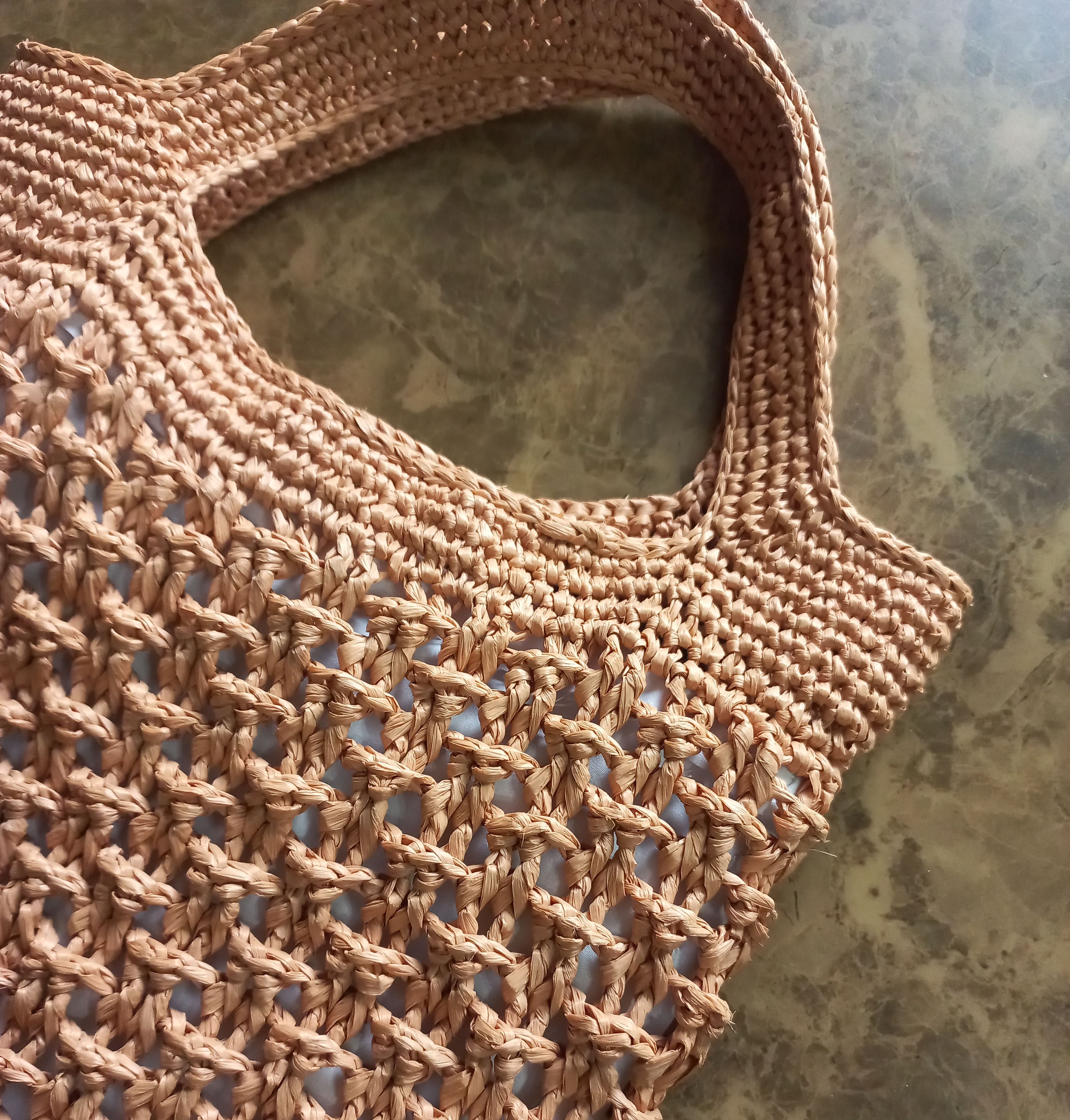 拉菲草紙線方格提袋