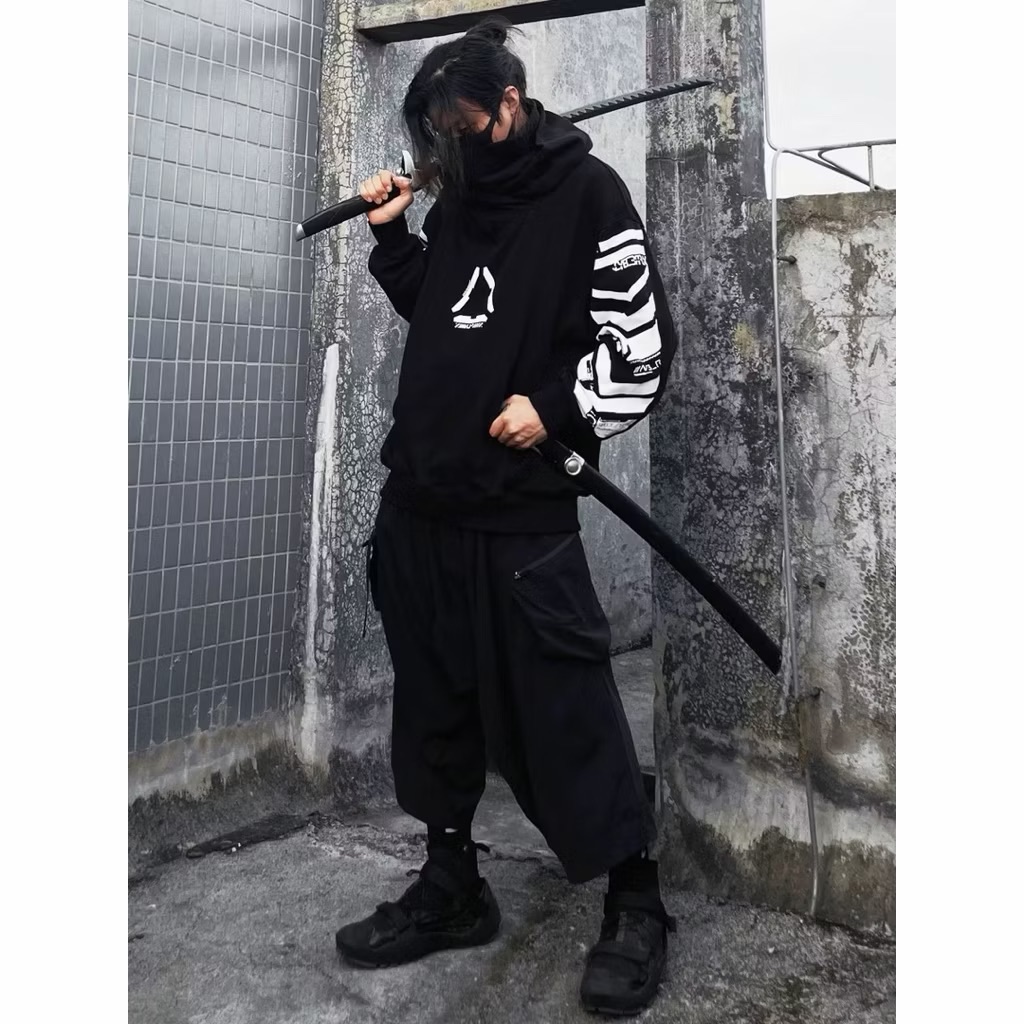 【Eternity】美式龐克龐克亞文化暗黑機械風忍者機能風社恐外套 潮牌衛衣嘻哈街頭帽踢