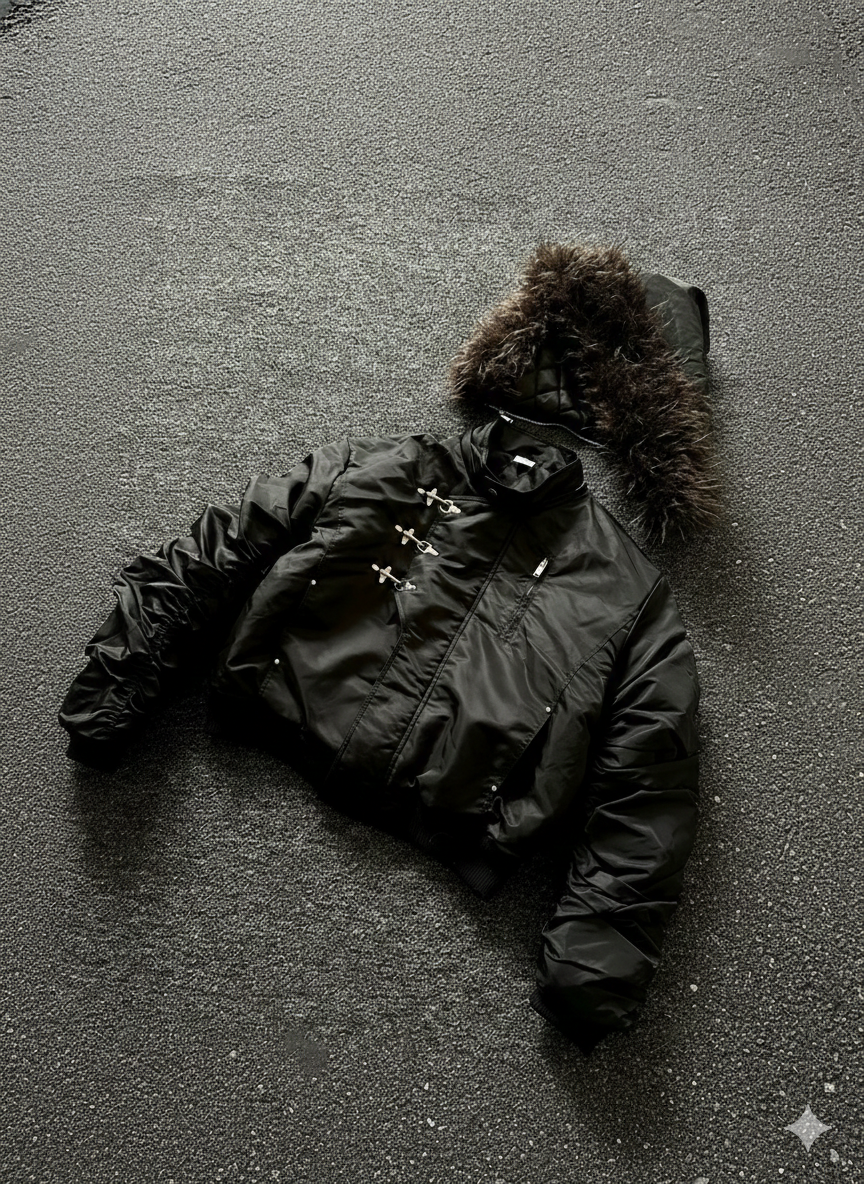 座山雕抓皺釘扣設計感風衣外套